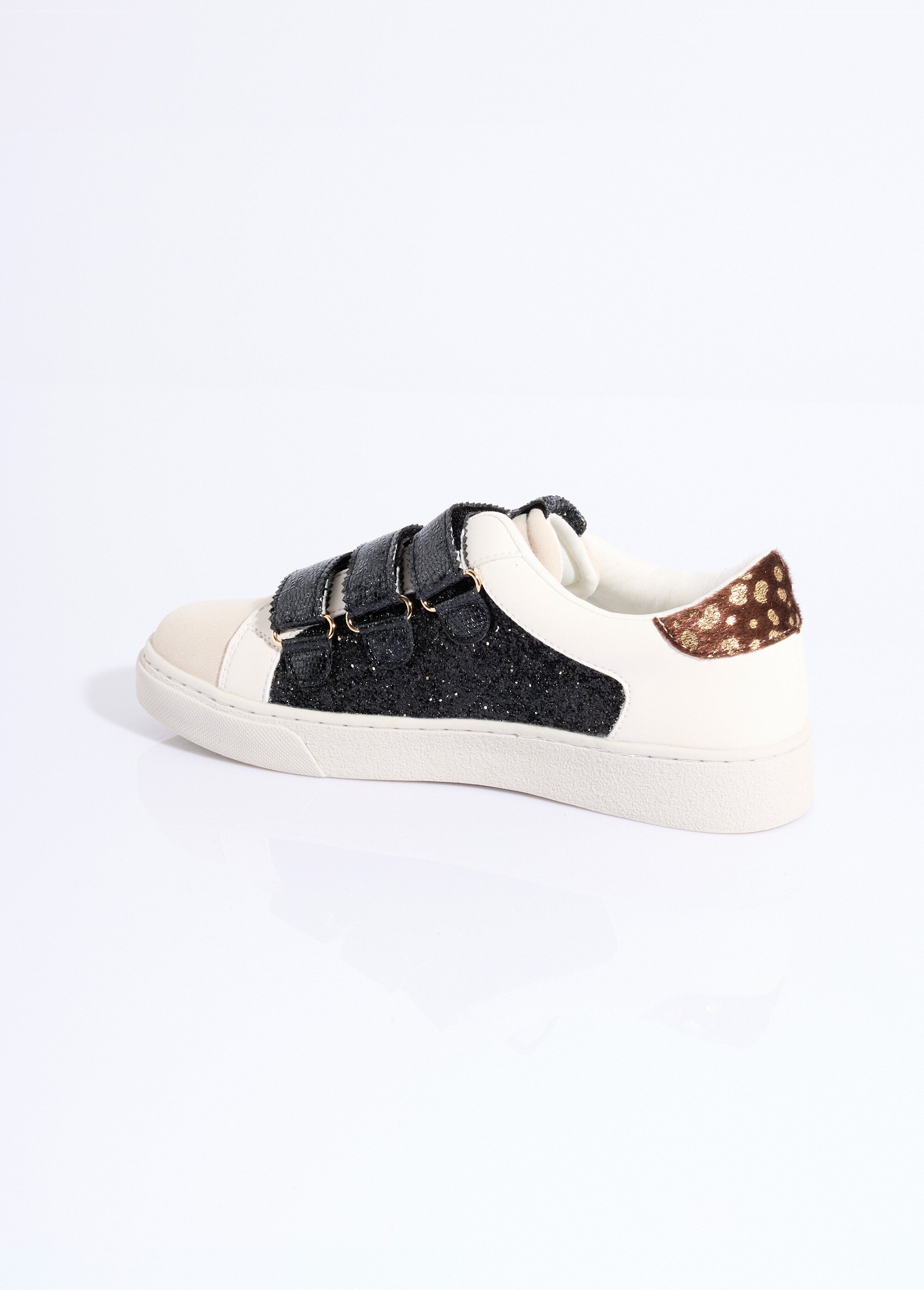 Baskets tendance multimatières à scratchs Femme Beige ERYJD-06 DO1