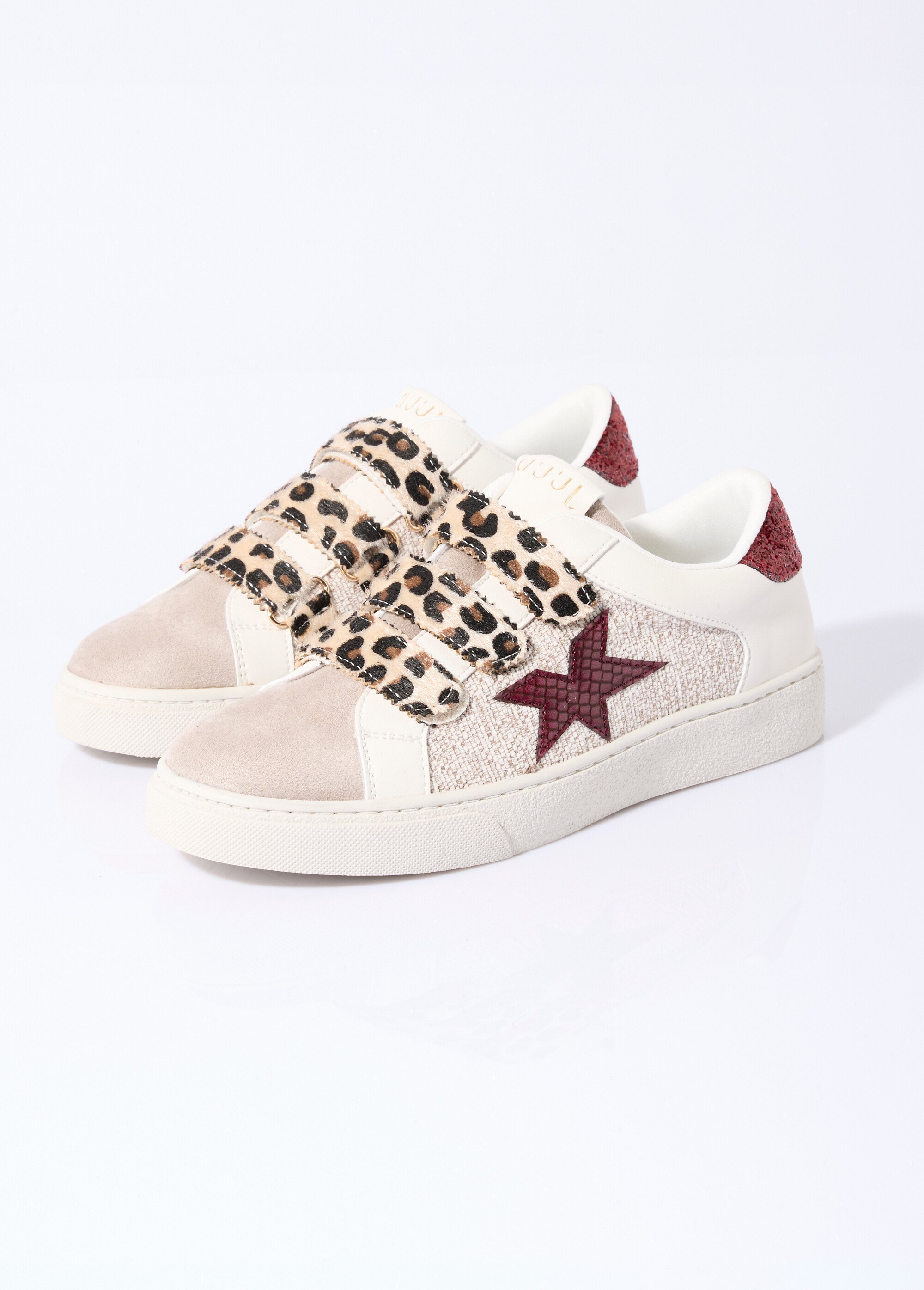 Baskets tendance multimatières à scratchs Femme Beige ERYJD-06 DE1