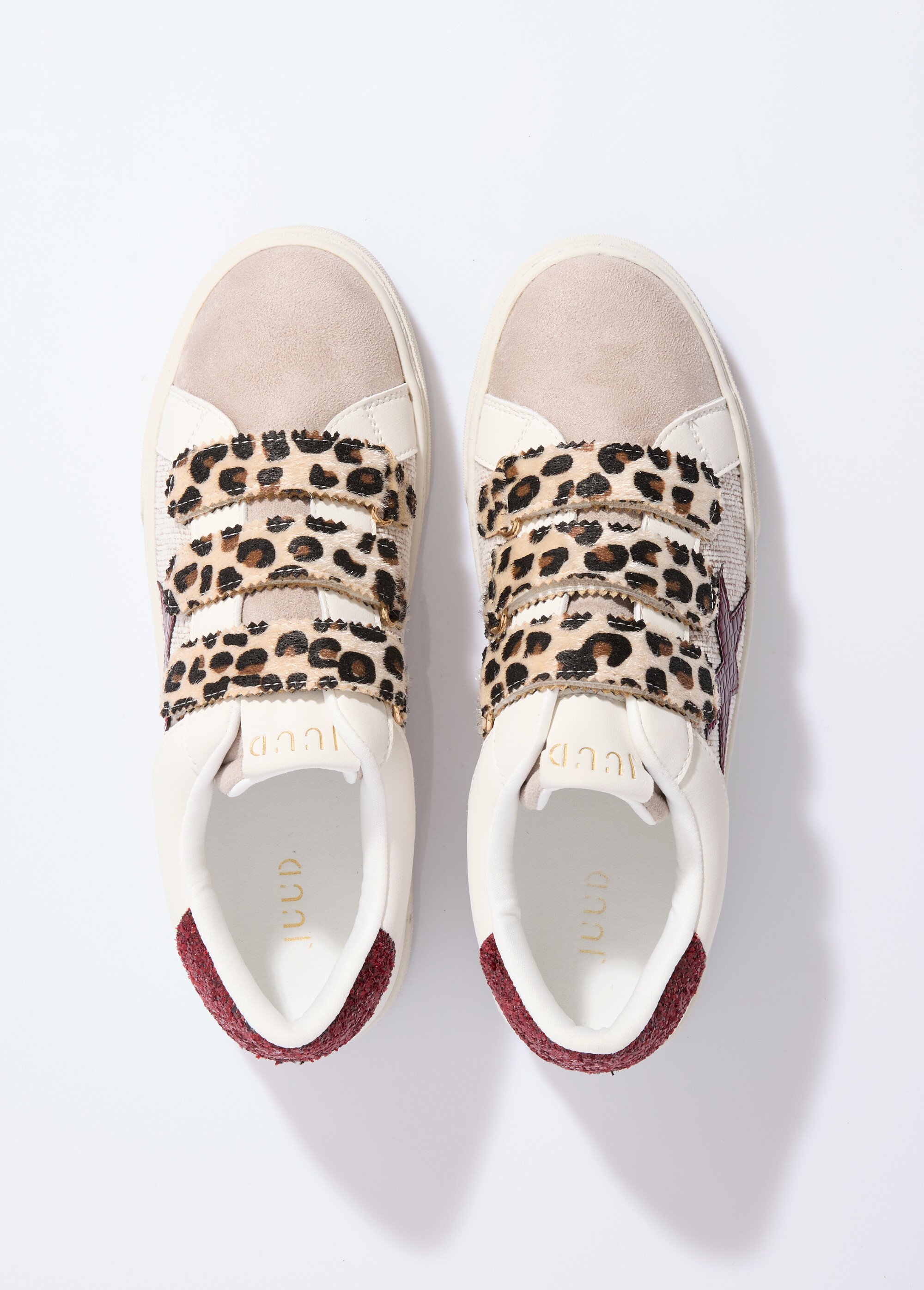 Baskets tendance multimatières à scratchs Femme Beige ERYJD-06 OV1