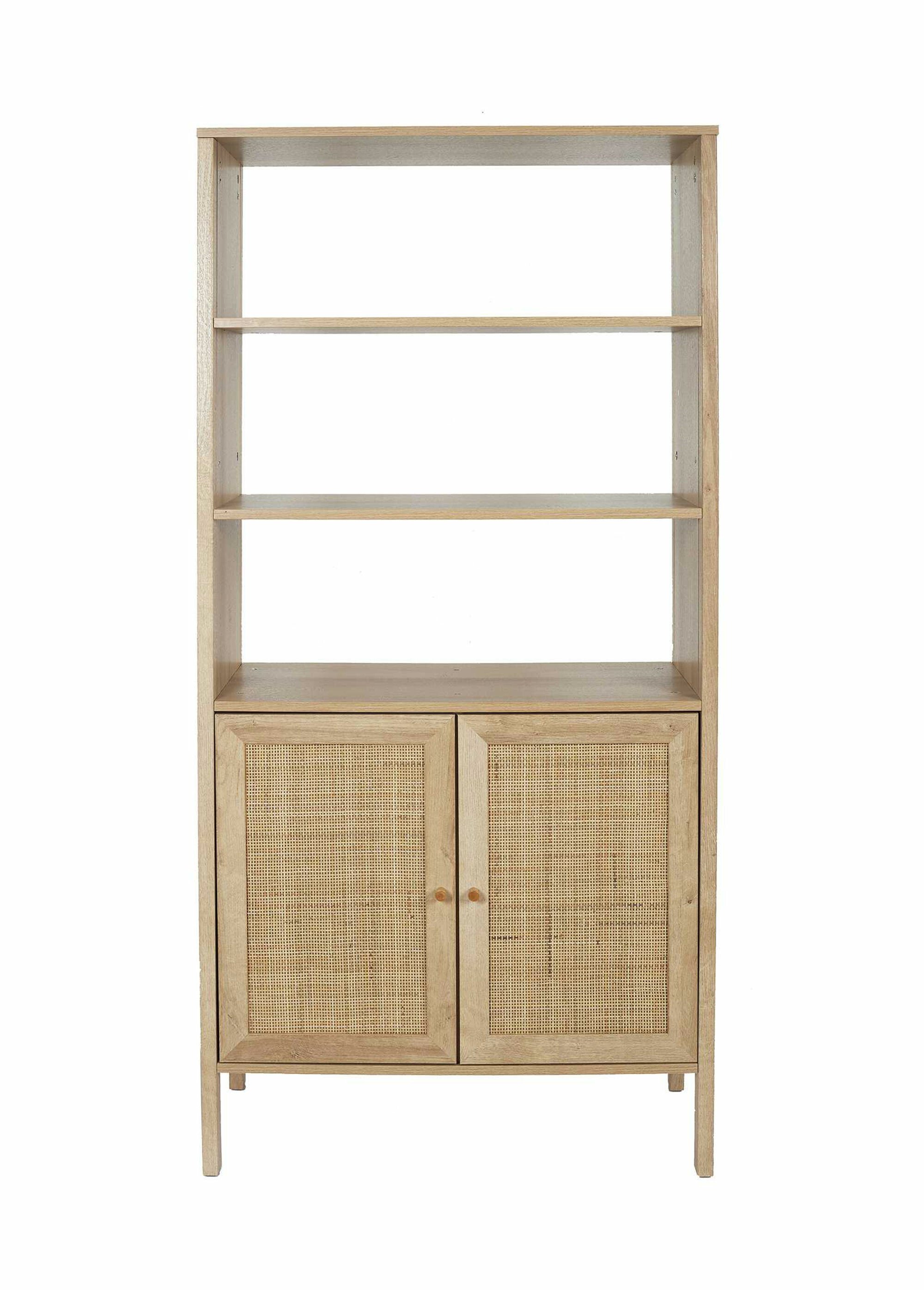 Bibliothèque 3 étagères bois et cannage BEIGE CMP-HD5131 DE1