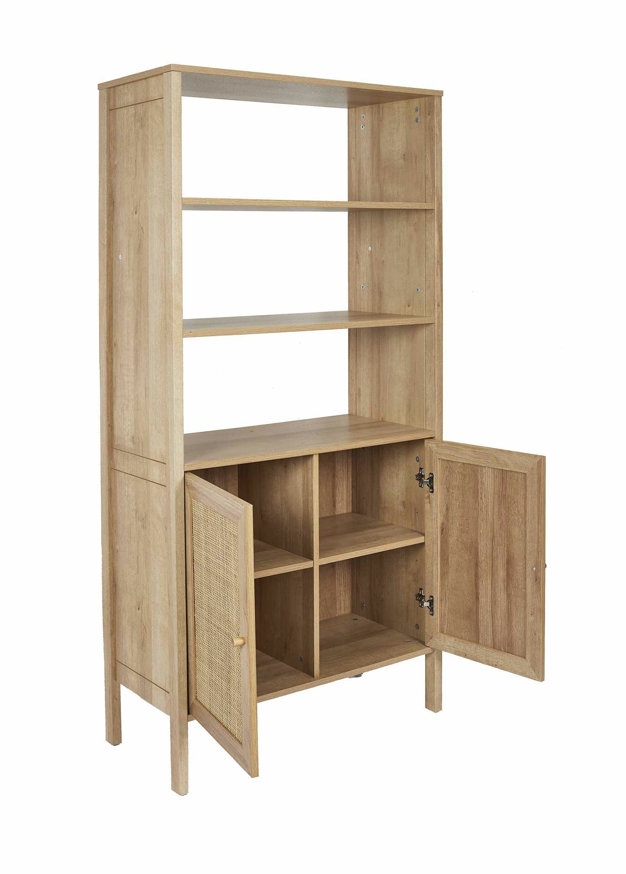 Bibliothèque 3 étagères bois et cannage BEIGE CMP-HD5131 DE2