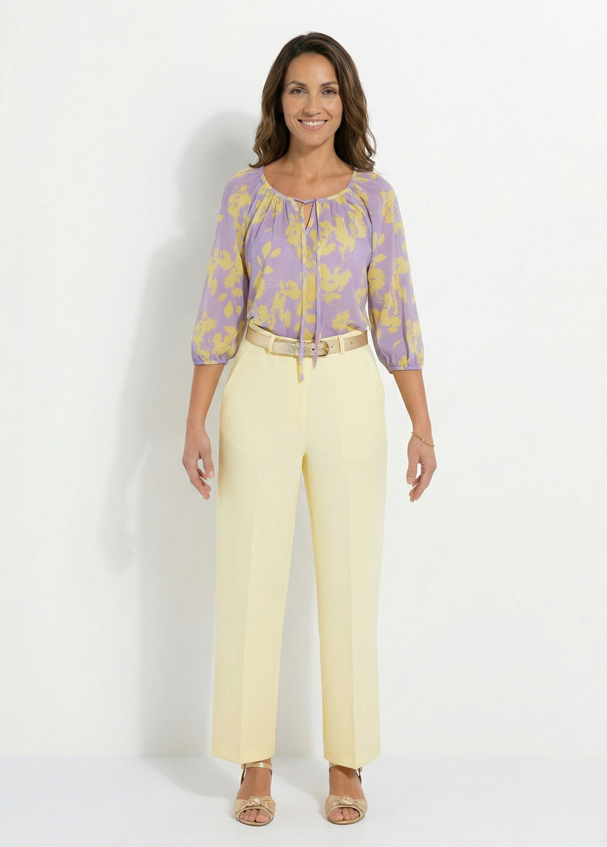 Blouse en voile imprimée manches raglan Femme JAUNE ET VIOLET CORLISE SF1