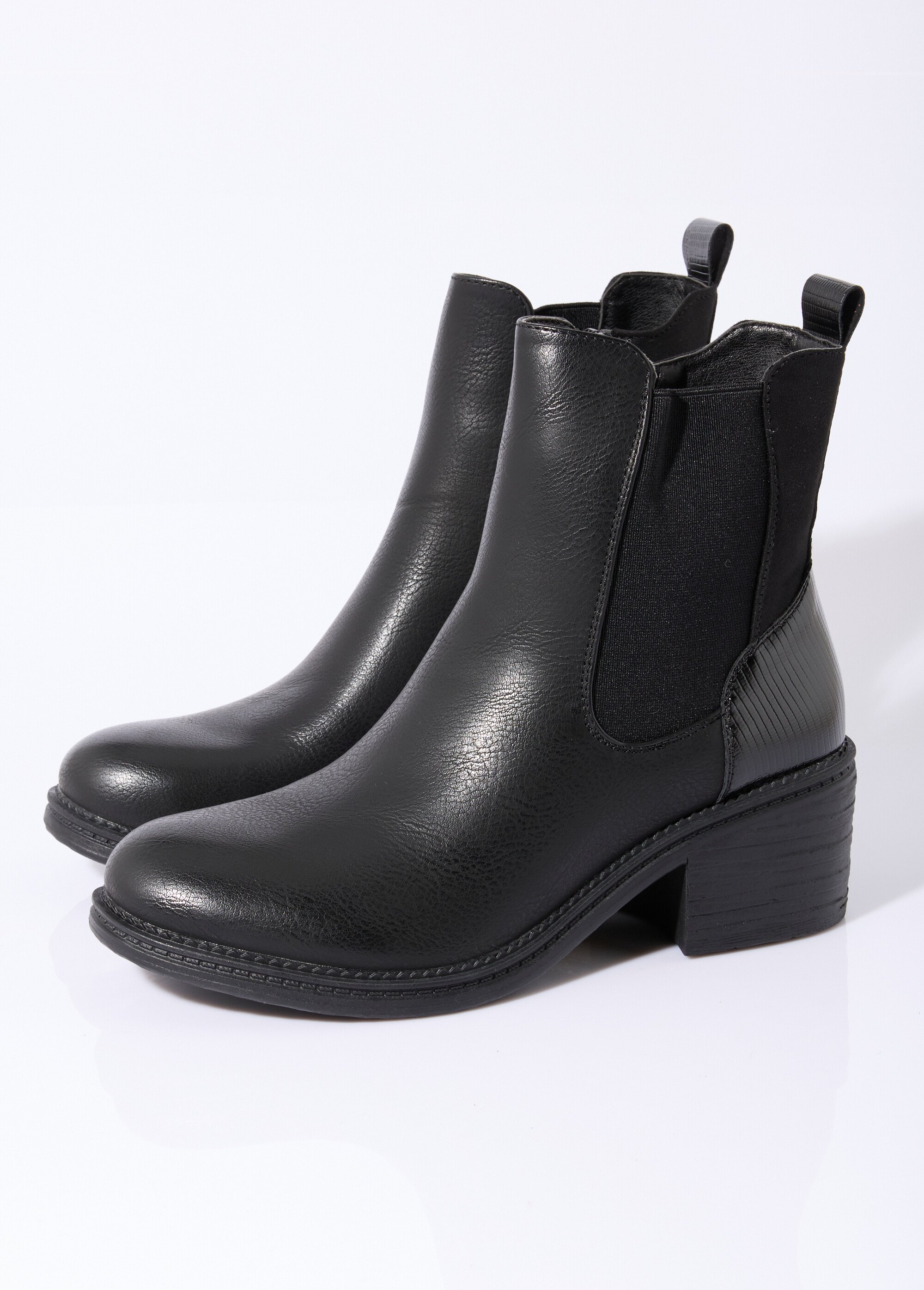 Boots Chelsea à talon et bout rond Femme Noir LAD6863 DE1