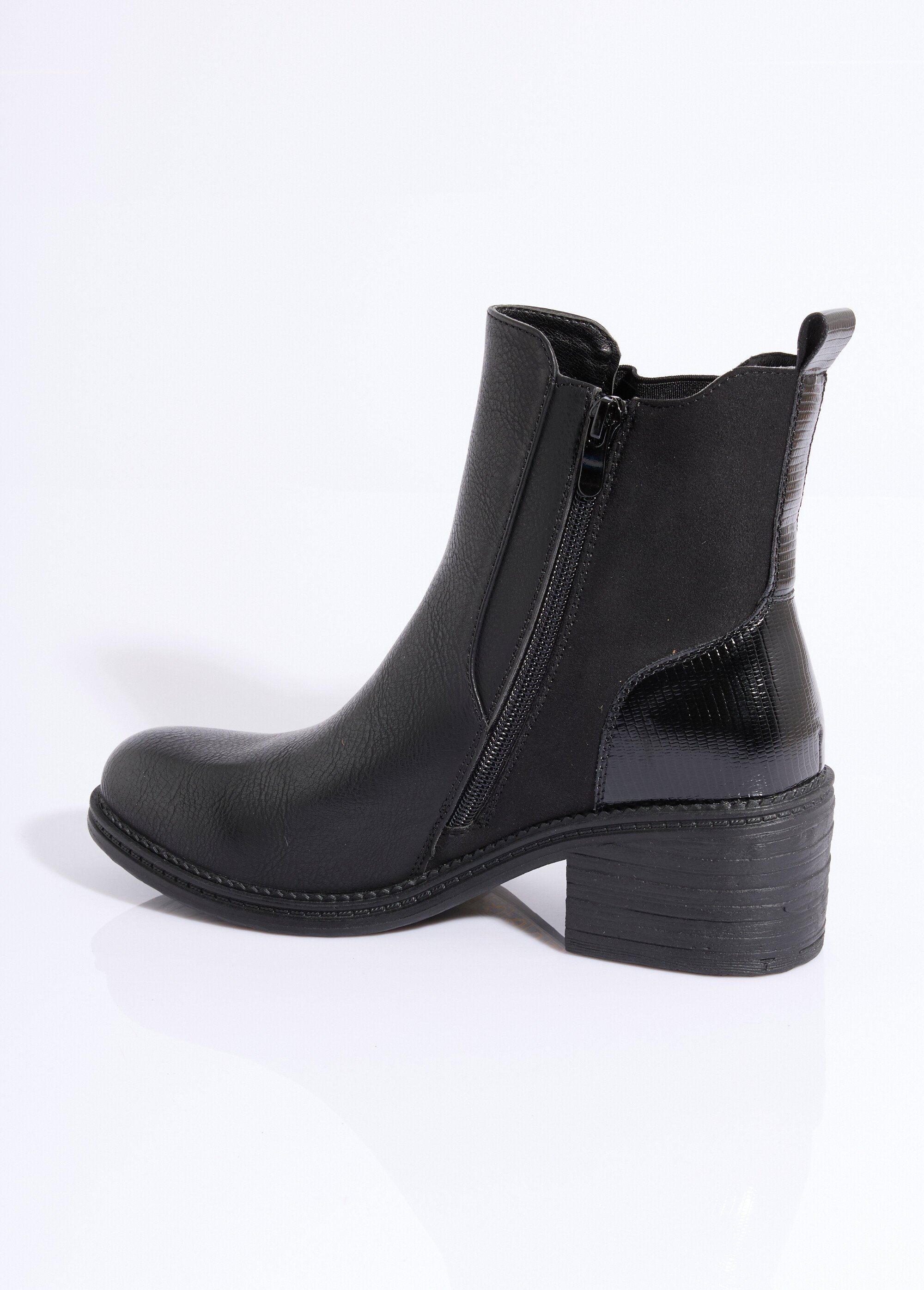Boots Chelsea à talon et bout rond Femme Noir LAD6863 DO1