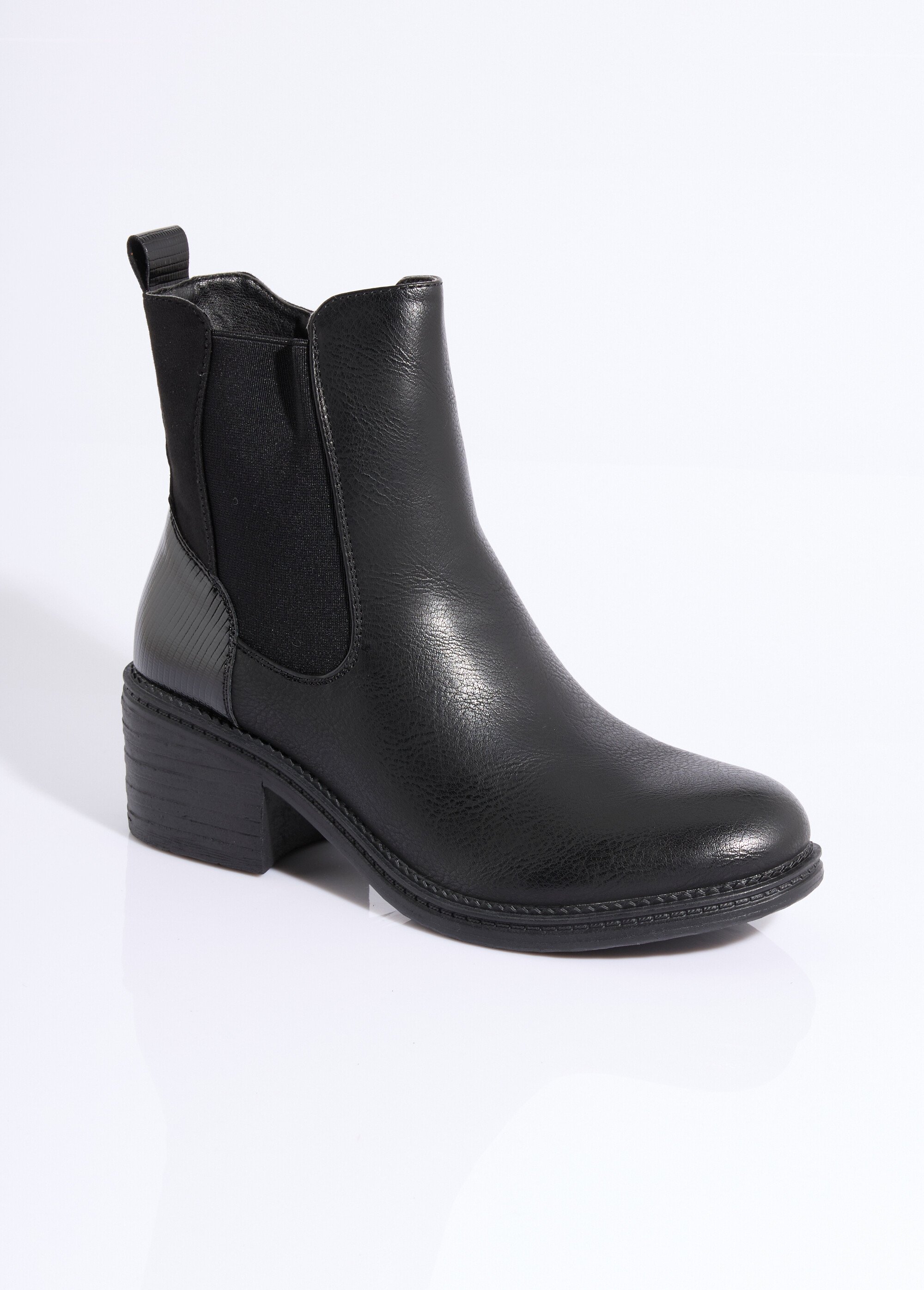 Boots Chelsea à talon et bout rond Femme Noir LAD6863 FA1