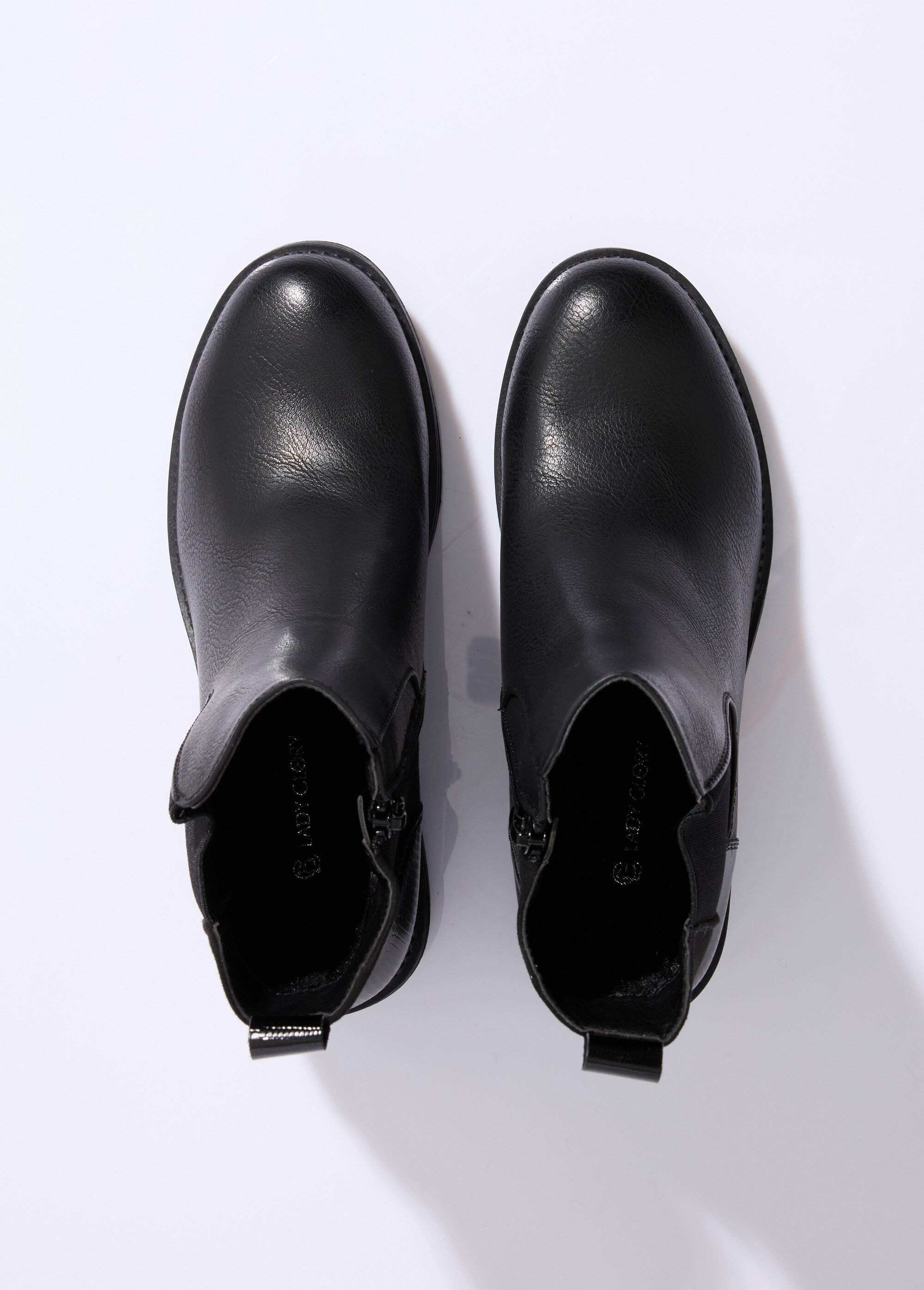 Boots Chelsea à talon et bout rond Femme Noir LAD6863 OV1