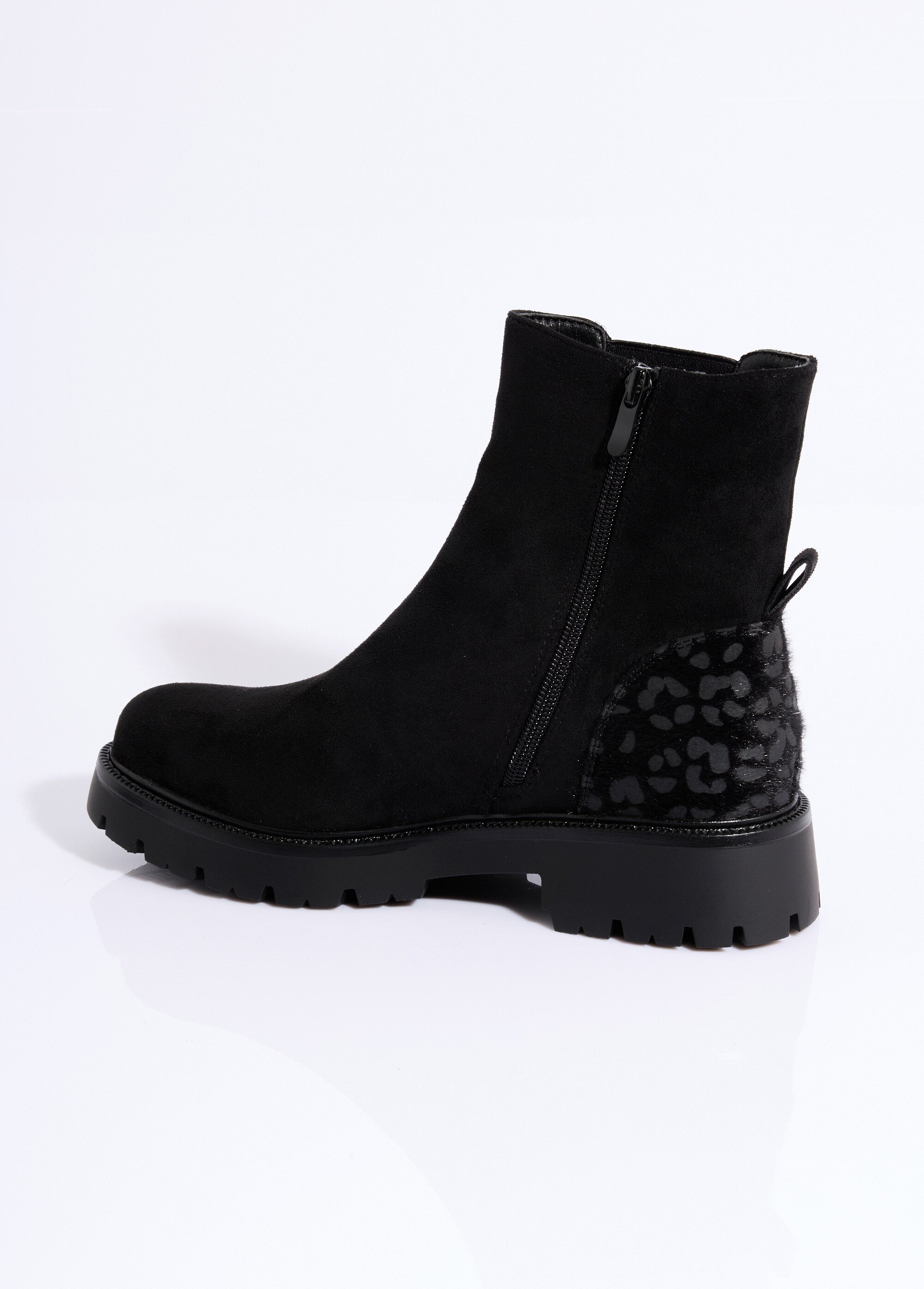 Boots Chelsea en suédine talon animalier Femme Noir COVY2353 DO1