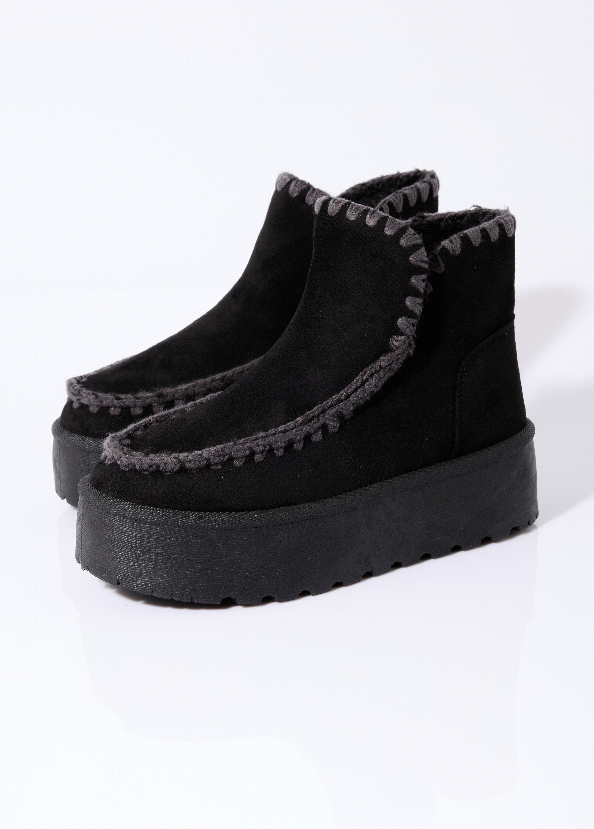 Boots confort compensées en suédine Femme Noir COVLT33-46 DE1