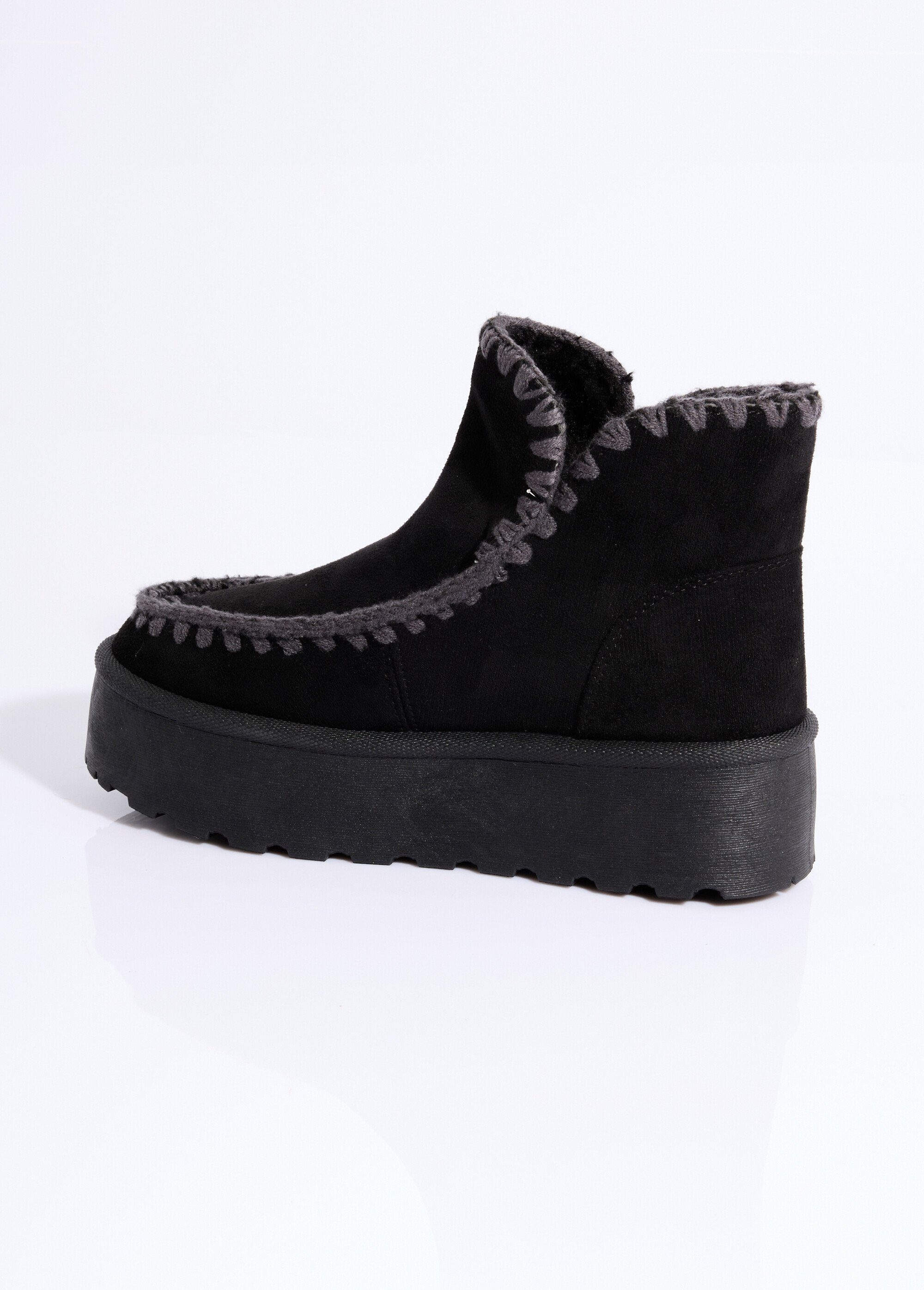 Boots confort compensées en suédine Femme Noir COVLT33-46 DO1