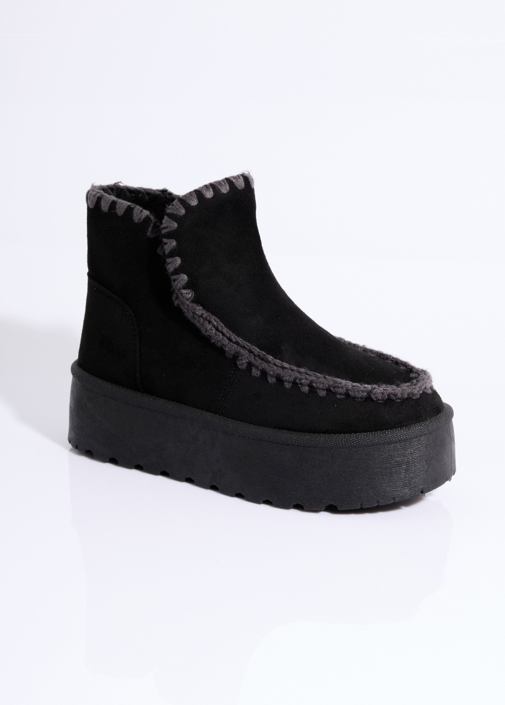 Boots confort compensées en suédine Femme Noir COVLT33-46 FA1