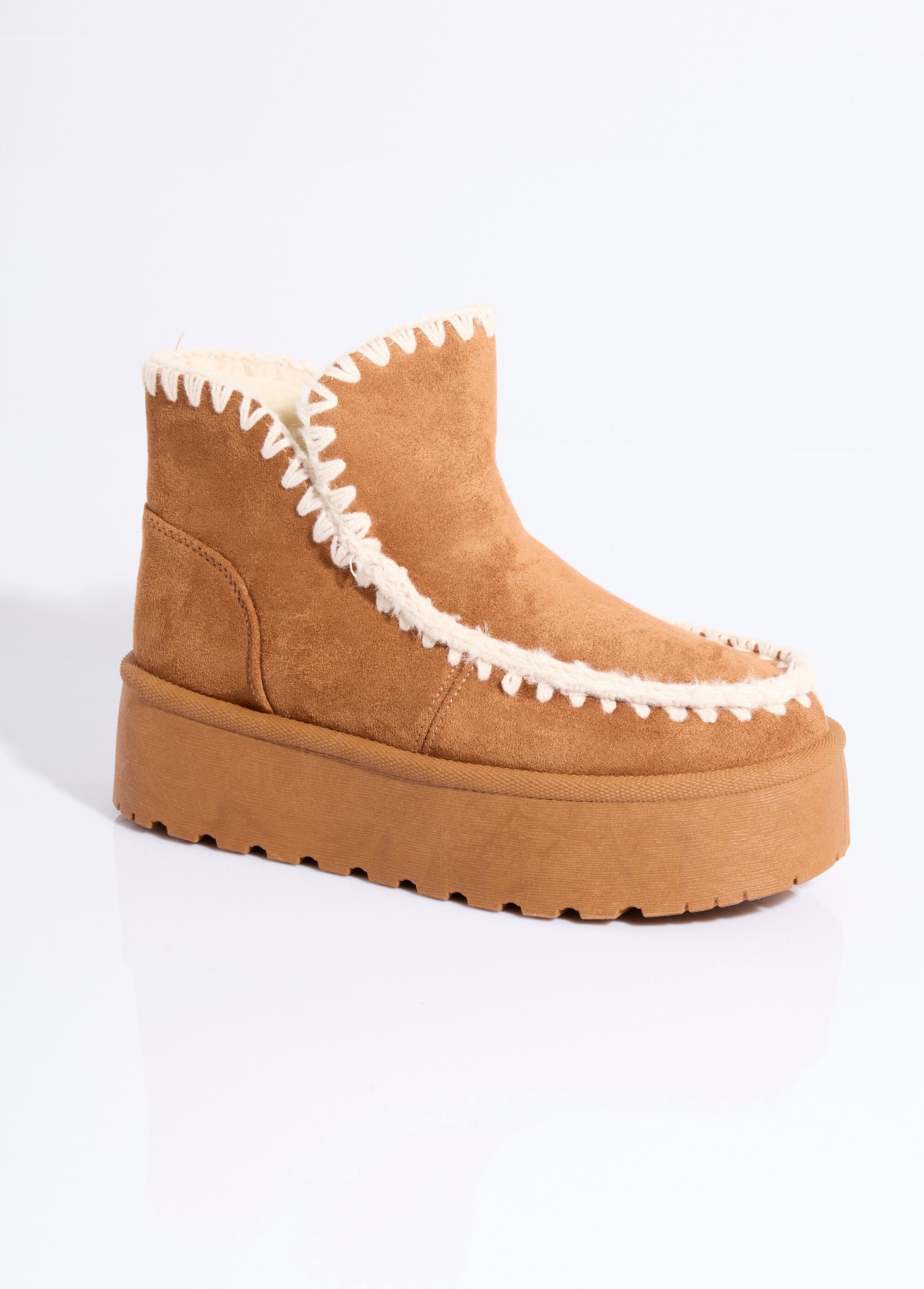 Boots confort compensées en suédine Femme Marron COVLT33-46 FA1