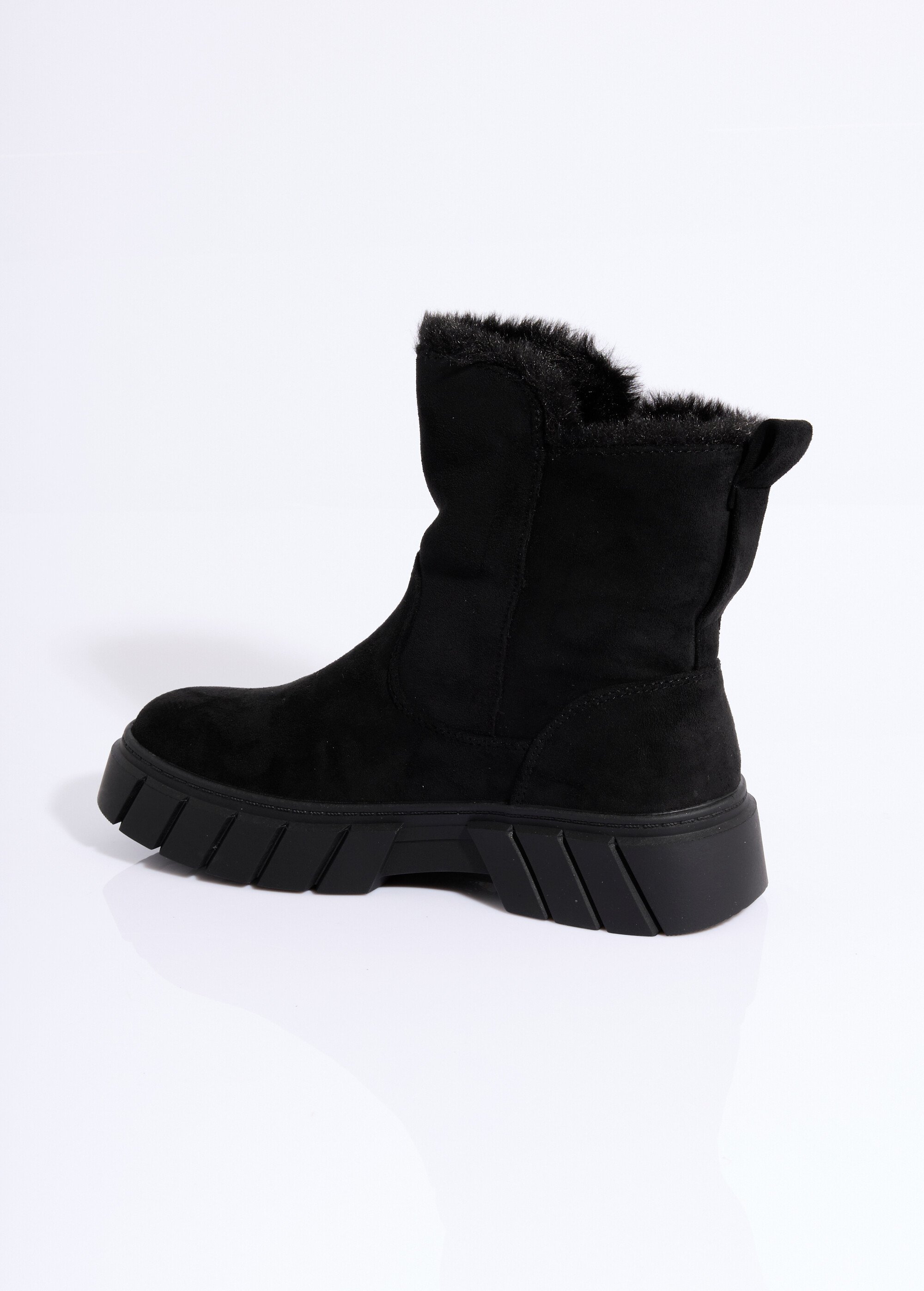 Bottines compensées chaudes en suédine Femme Noir LADF6833 DO1