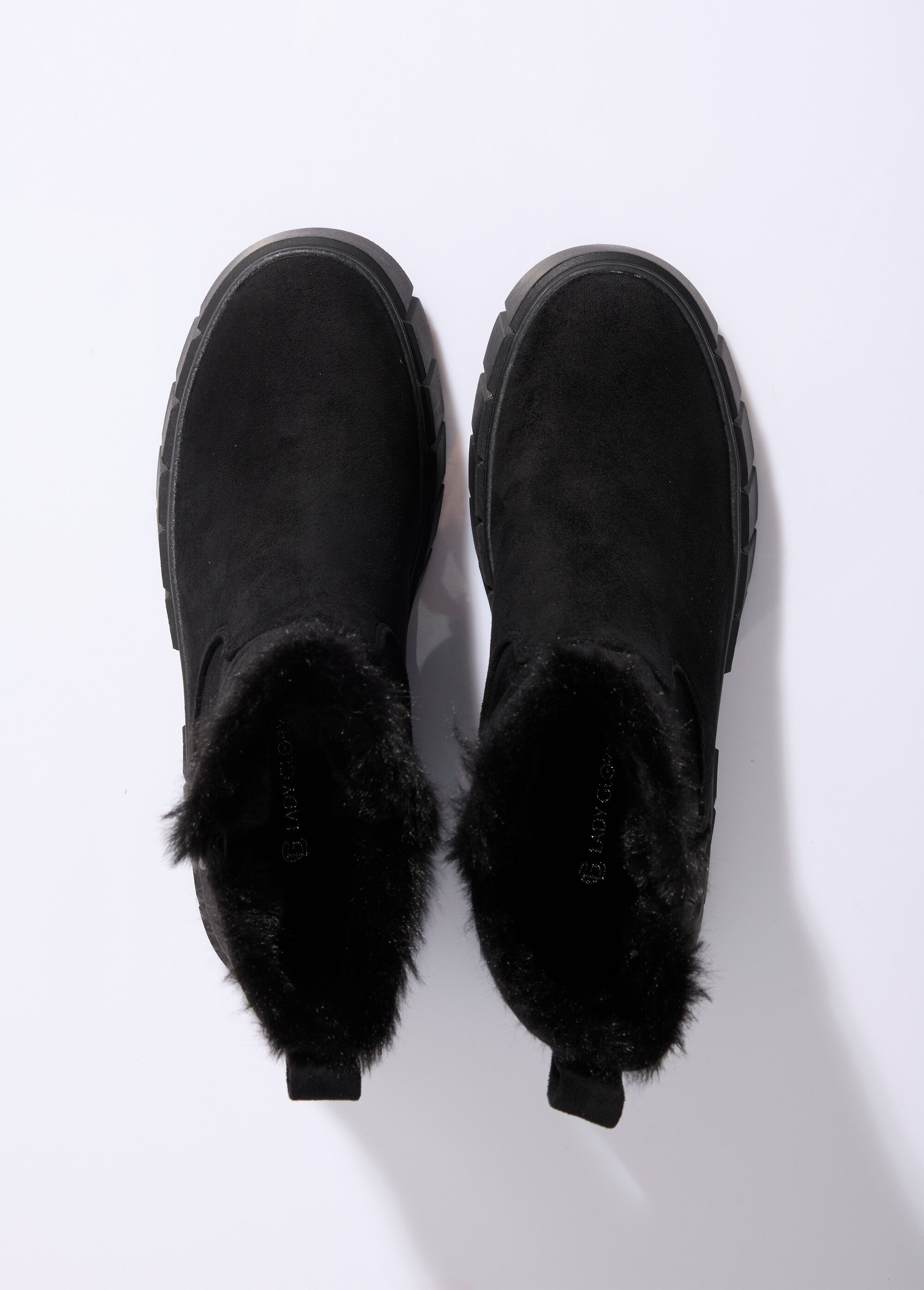 Bottines compensées chaudes en suédine Femme Noir LADF6833 OV1