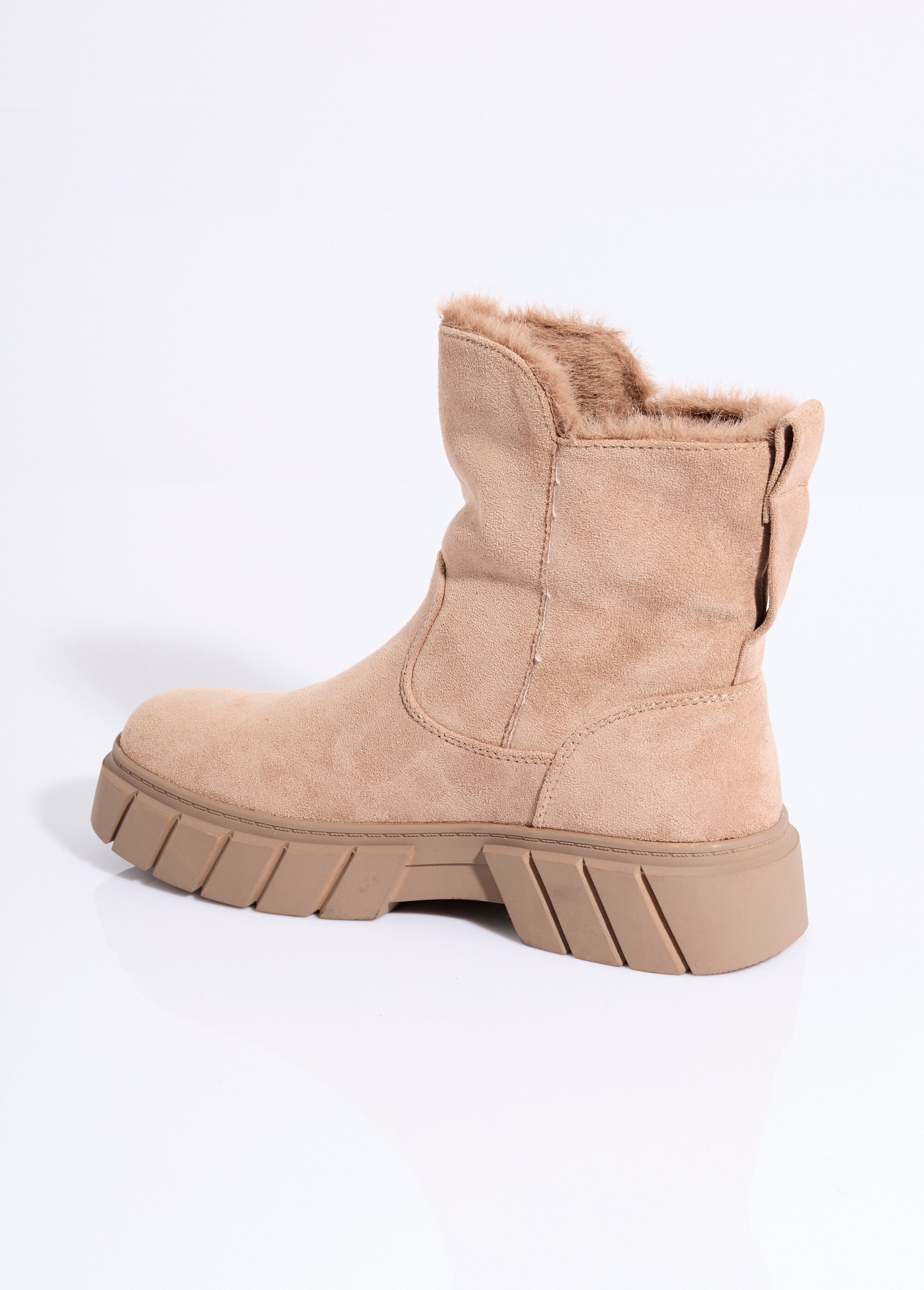 Bottines compensées chaudes en suédine Femme Beige LADF6833 DO1