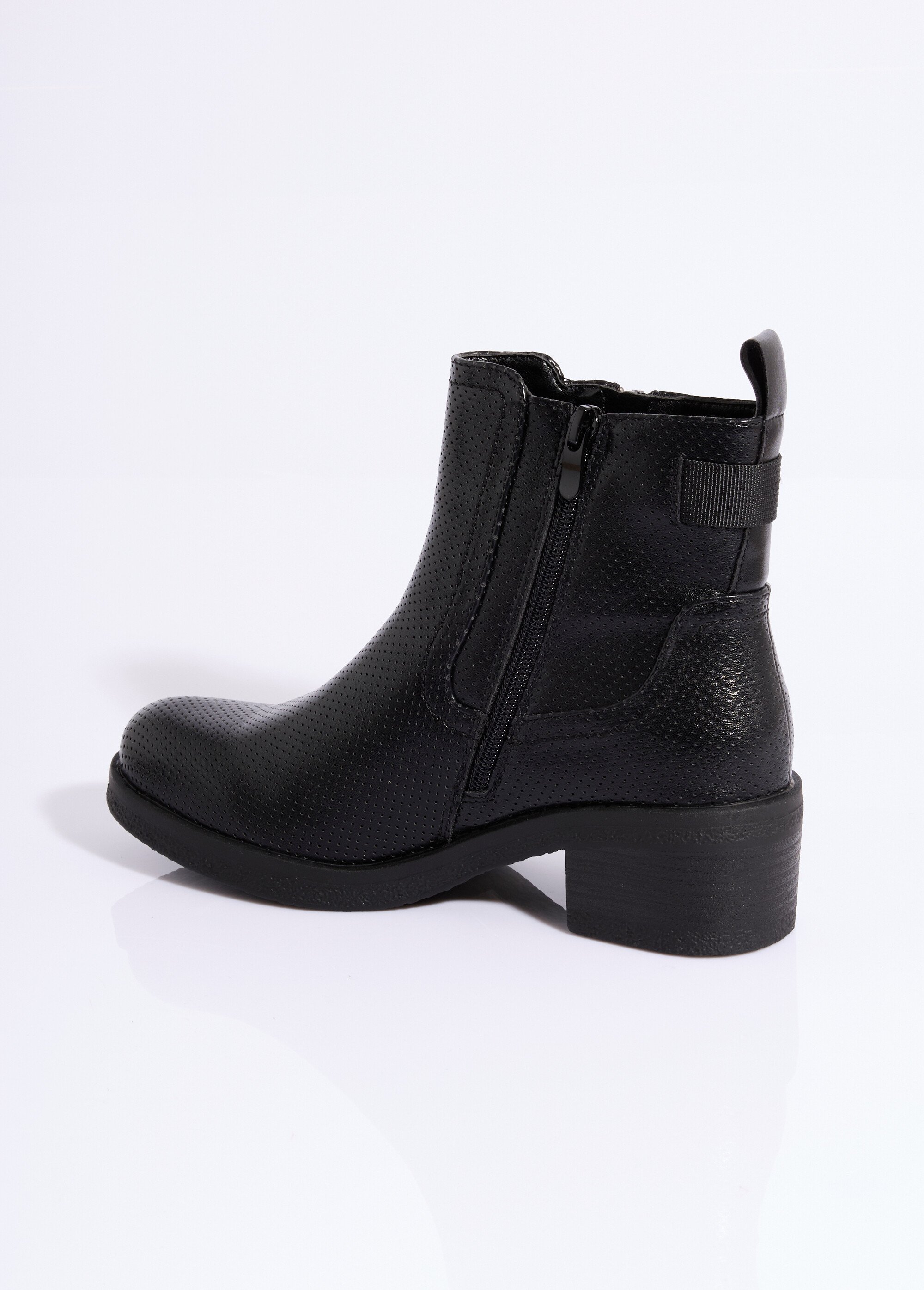 Bottines perforées à talon et zip