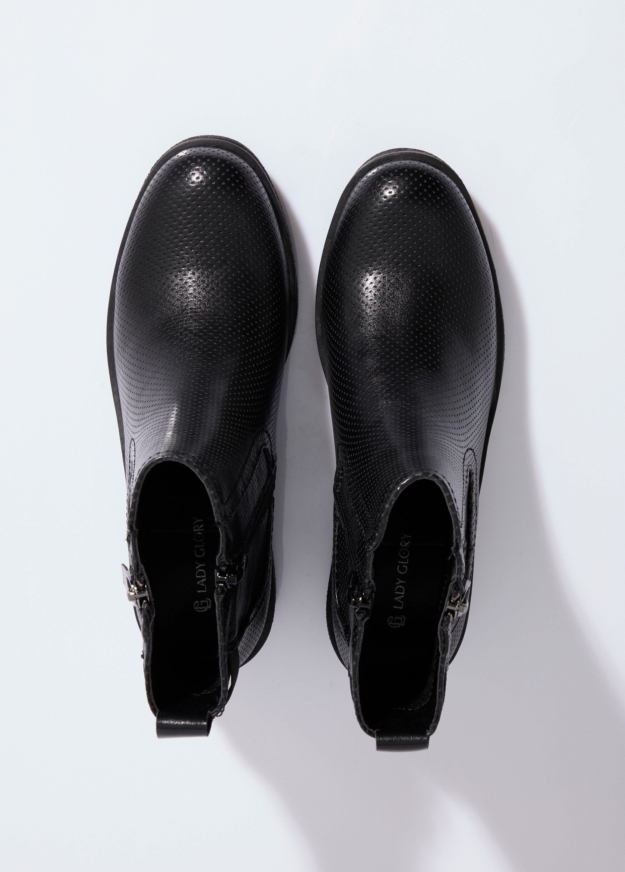 Bottines perforées à talon et zip Femme Noir LADF6573 OV1