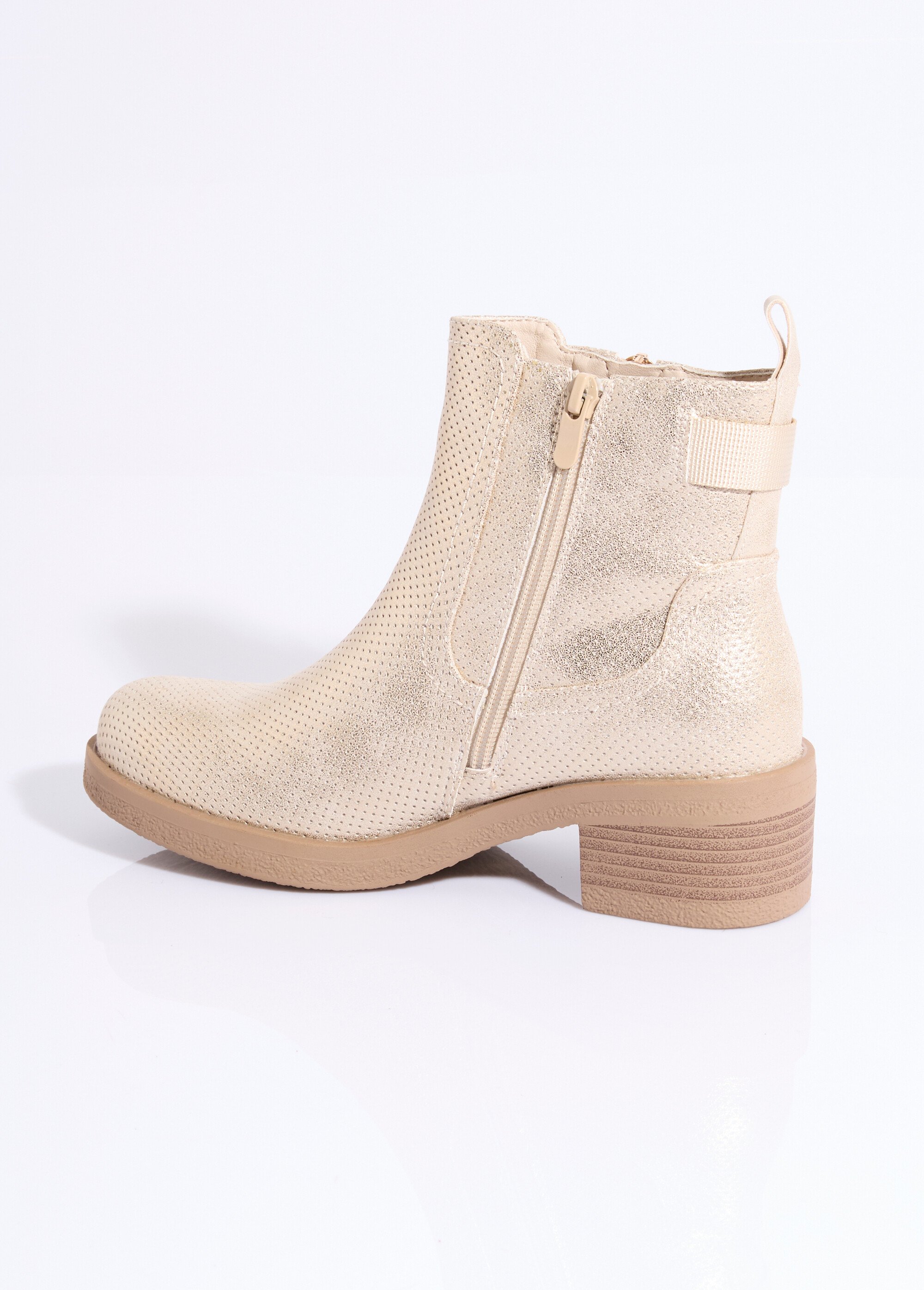 Bottines perforées à talon et zip Femme Doré LADF6573 DO1