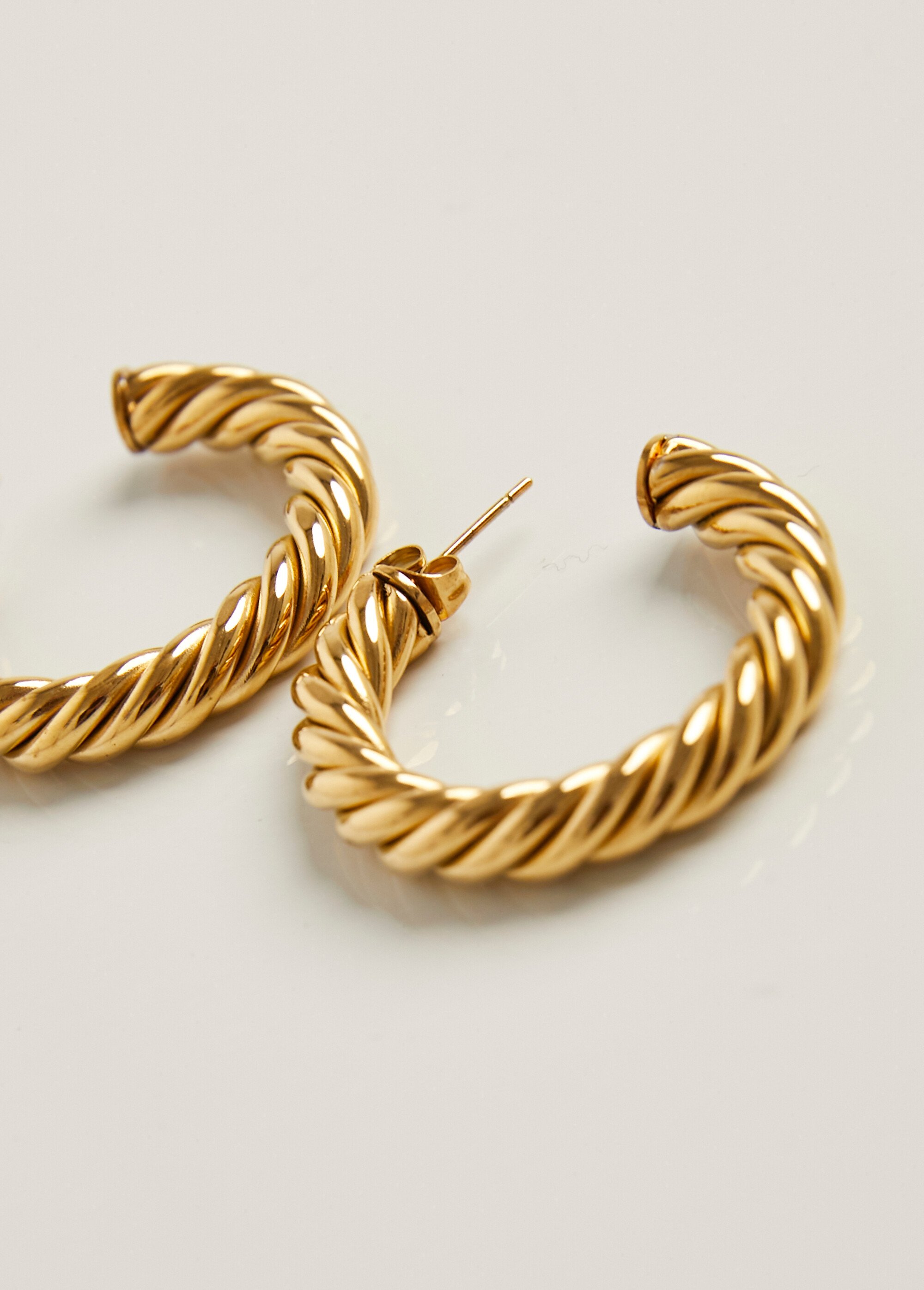 Boucles d'oreille créoles torsades acier Doré AE-BOCREOTOR DE2