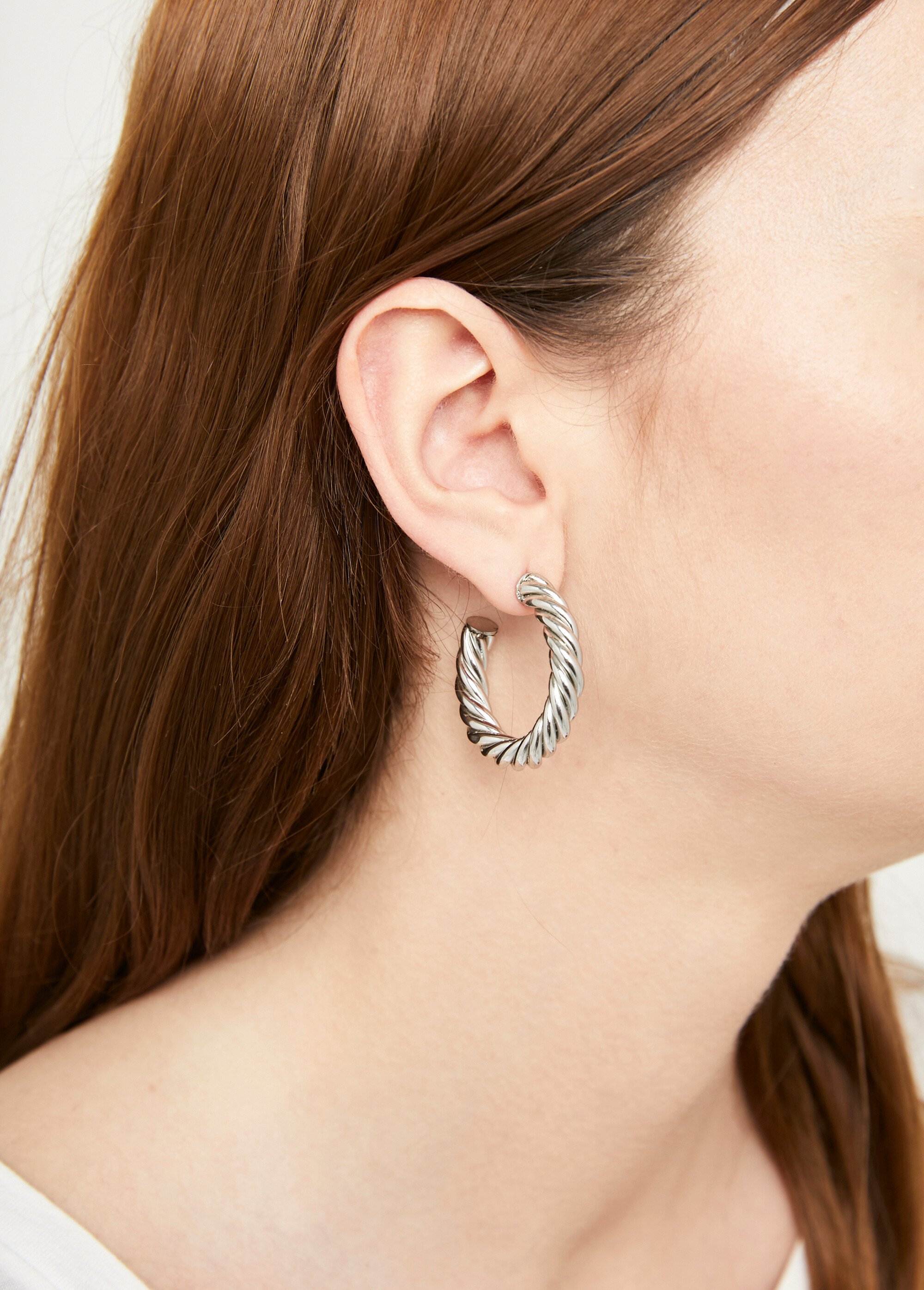 Boucles d'oreille créoles torsades acier
