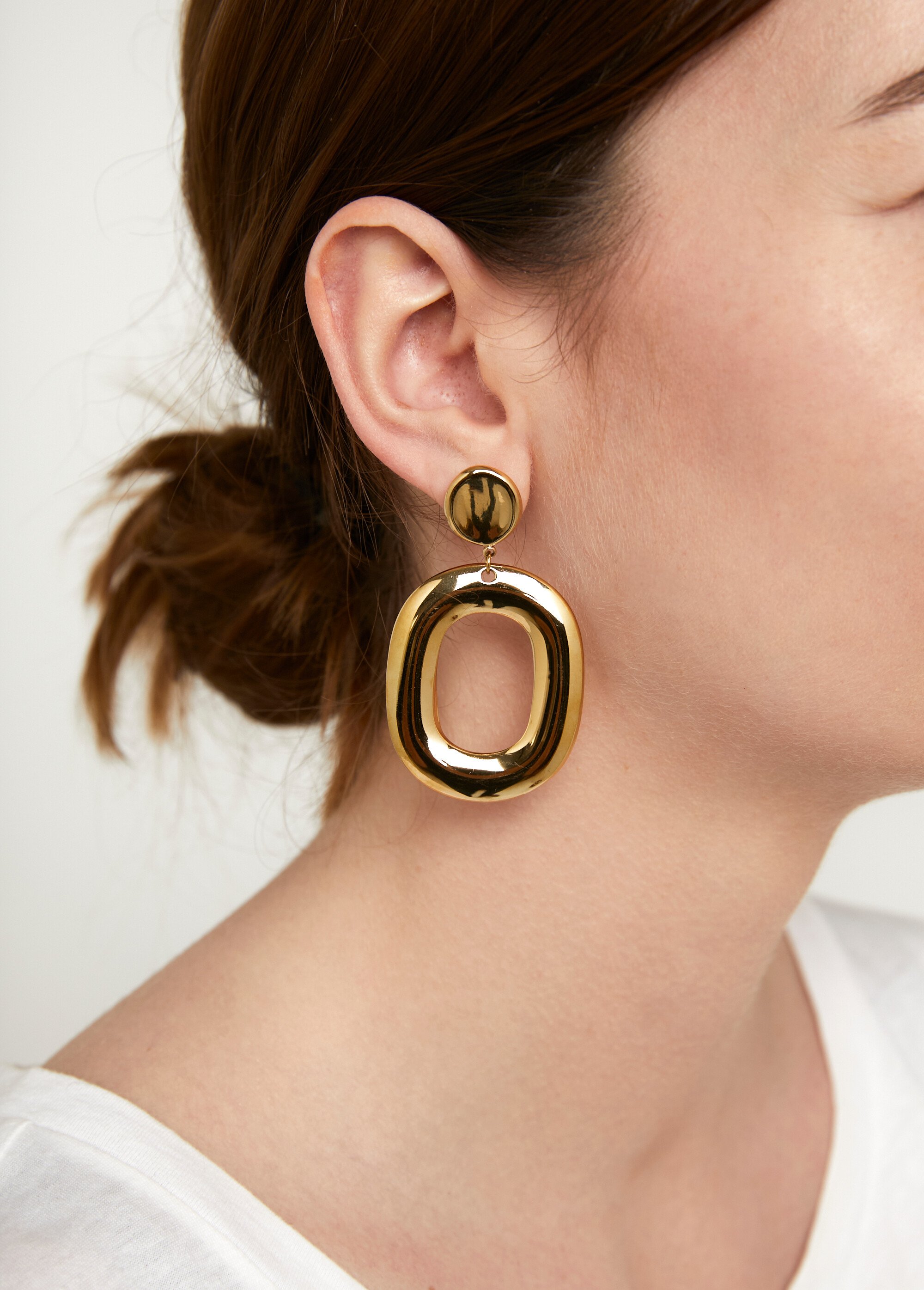 Boucles d'oreille pendant ovale évidé