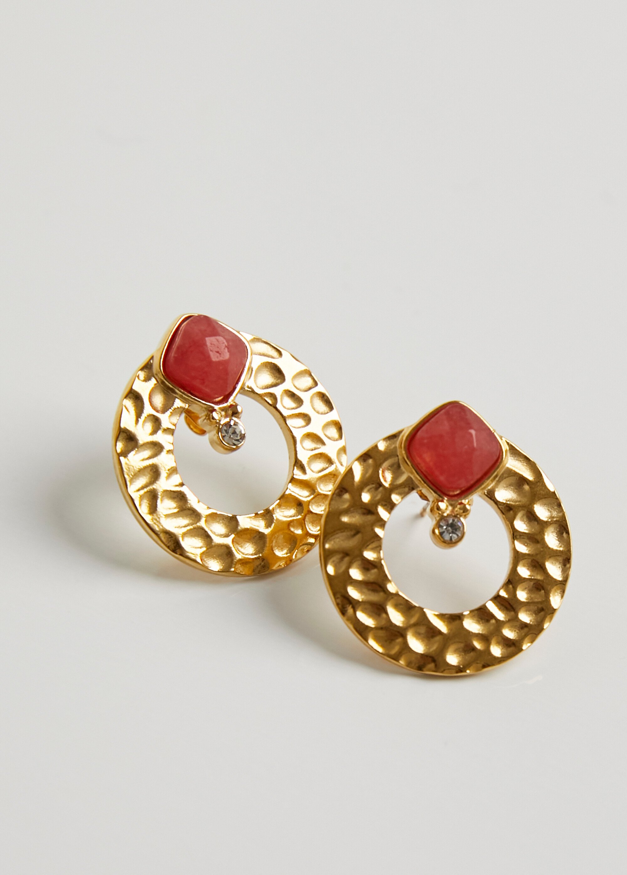 Boucles d'oreille pierres strass et acier Doré AE-BOMARTEPIER DE2