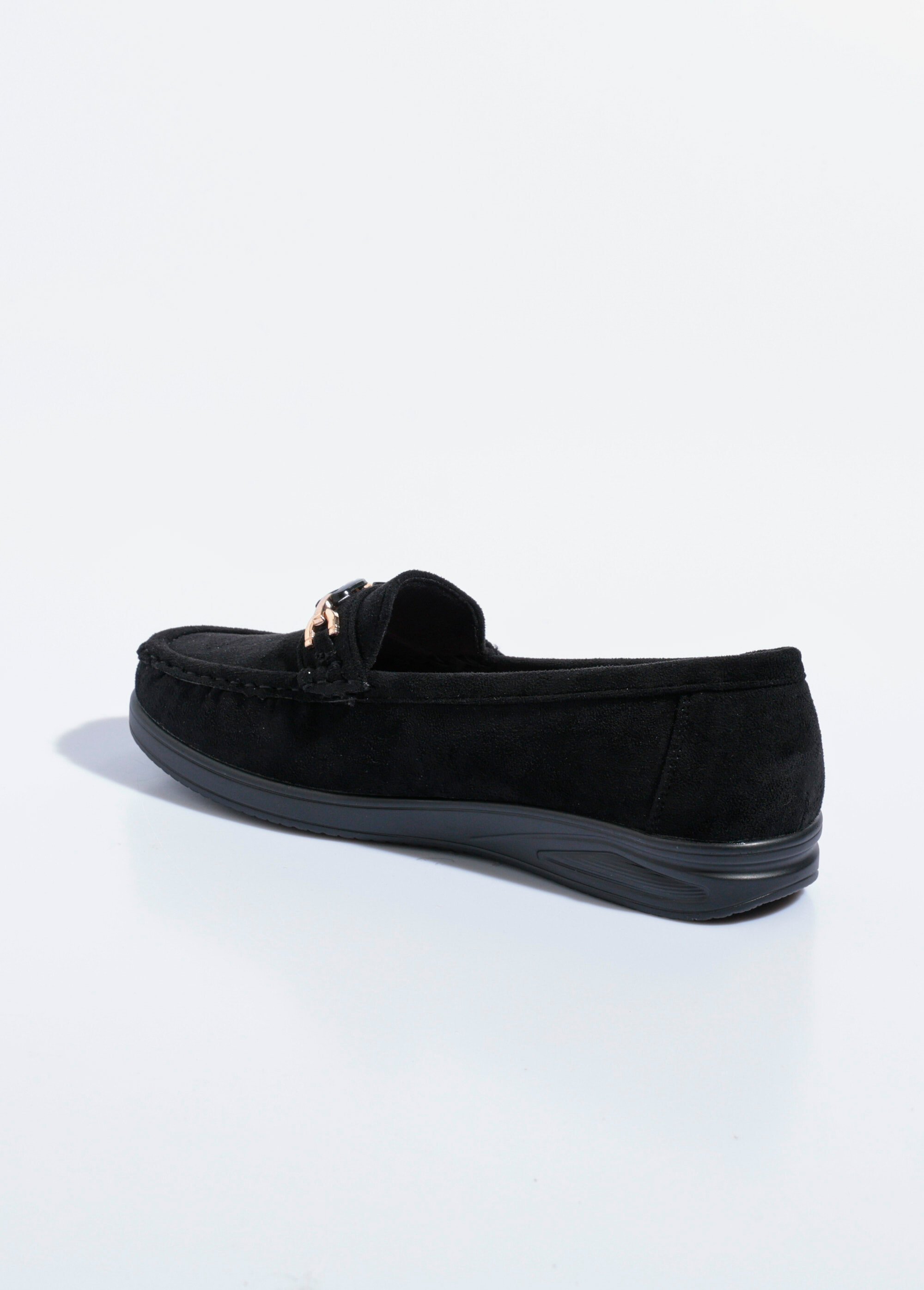 Mocassins compensés souples en suédine Femme Noir SEA5439 DO1