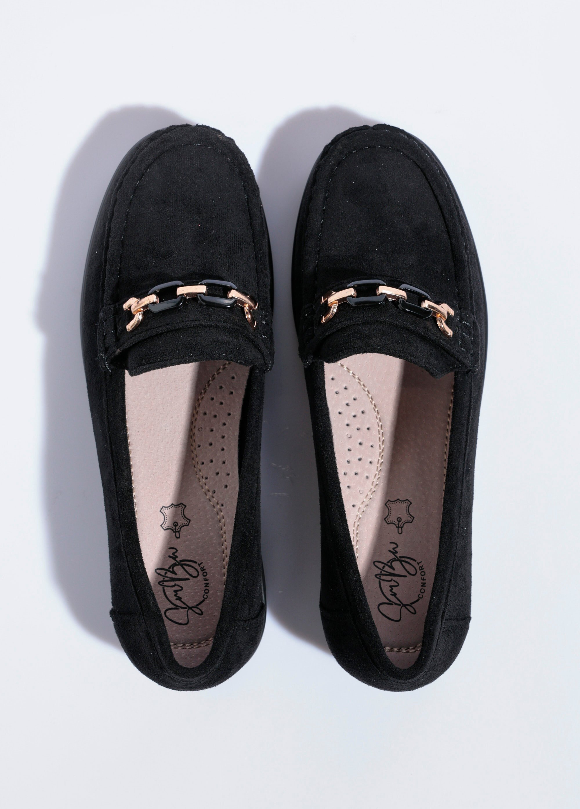 Mocassins compensés souples en suédine Femme Noir SEA5439 OV1