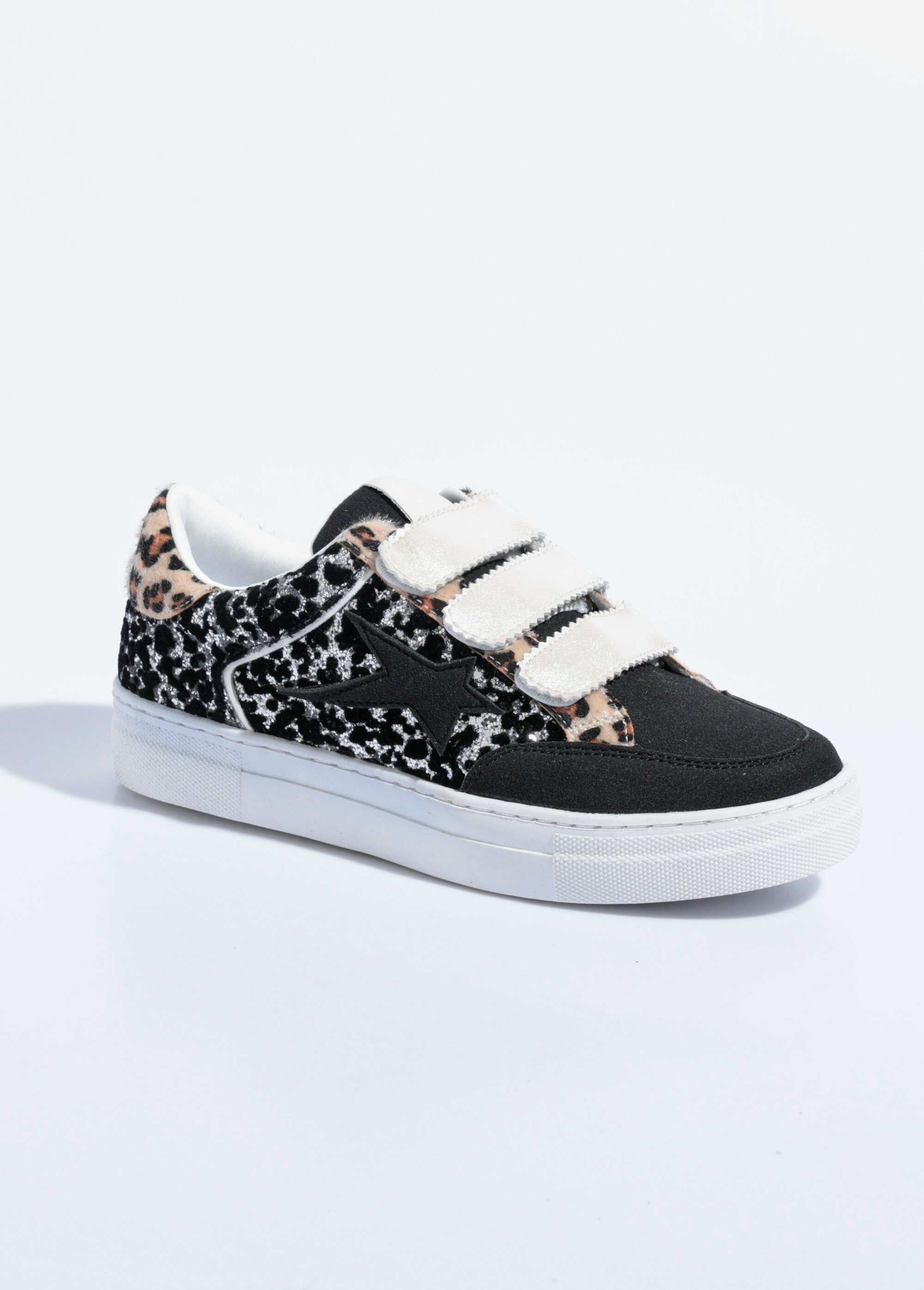Baskets scratchées mode multi matières Femme Noir SEA9988 FA1