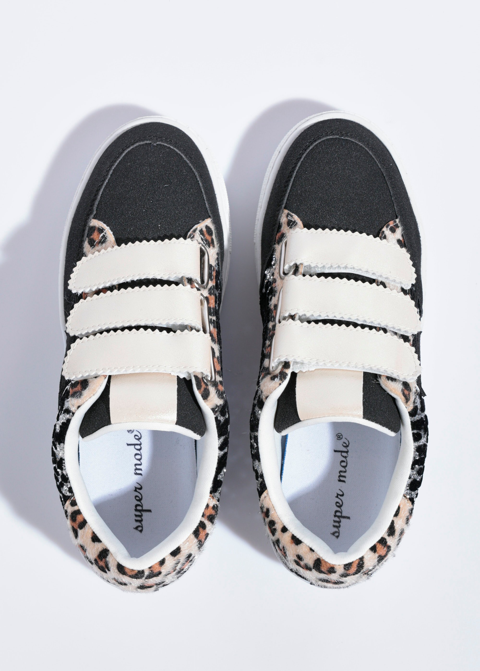Baskets scratchées mode multi matières Femme Noir SEA9988 OV1