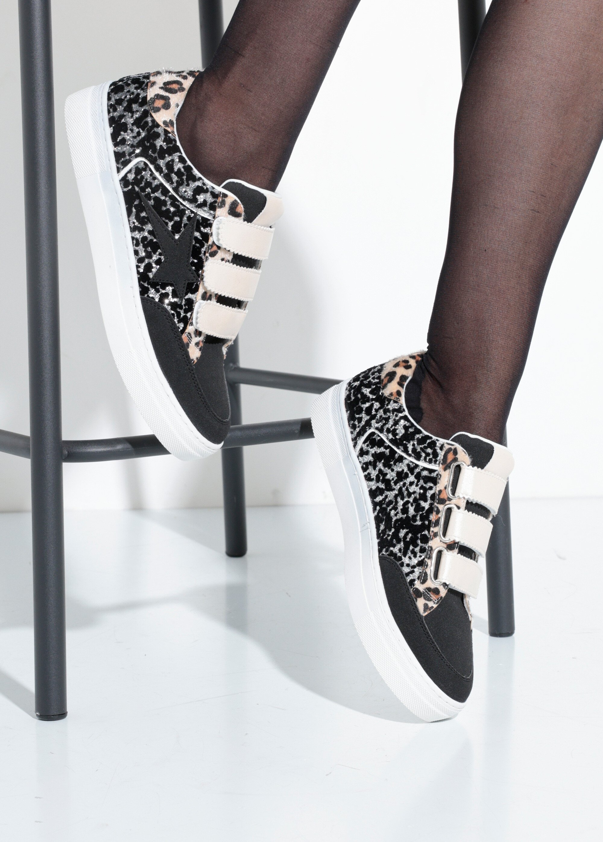 Baskets scratchées mode multi matières Femme Noir SEA9988 SI1