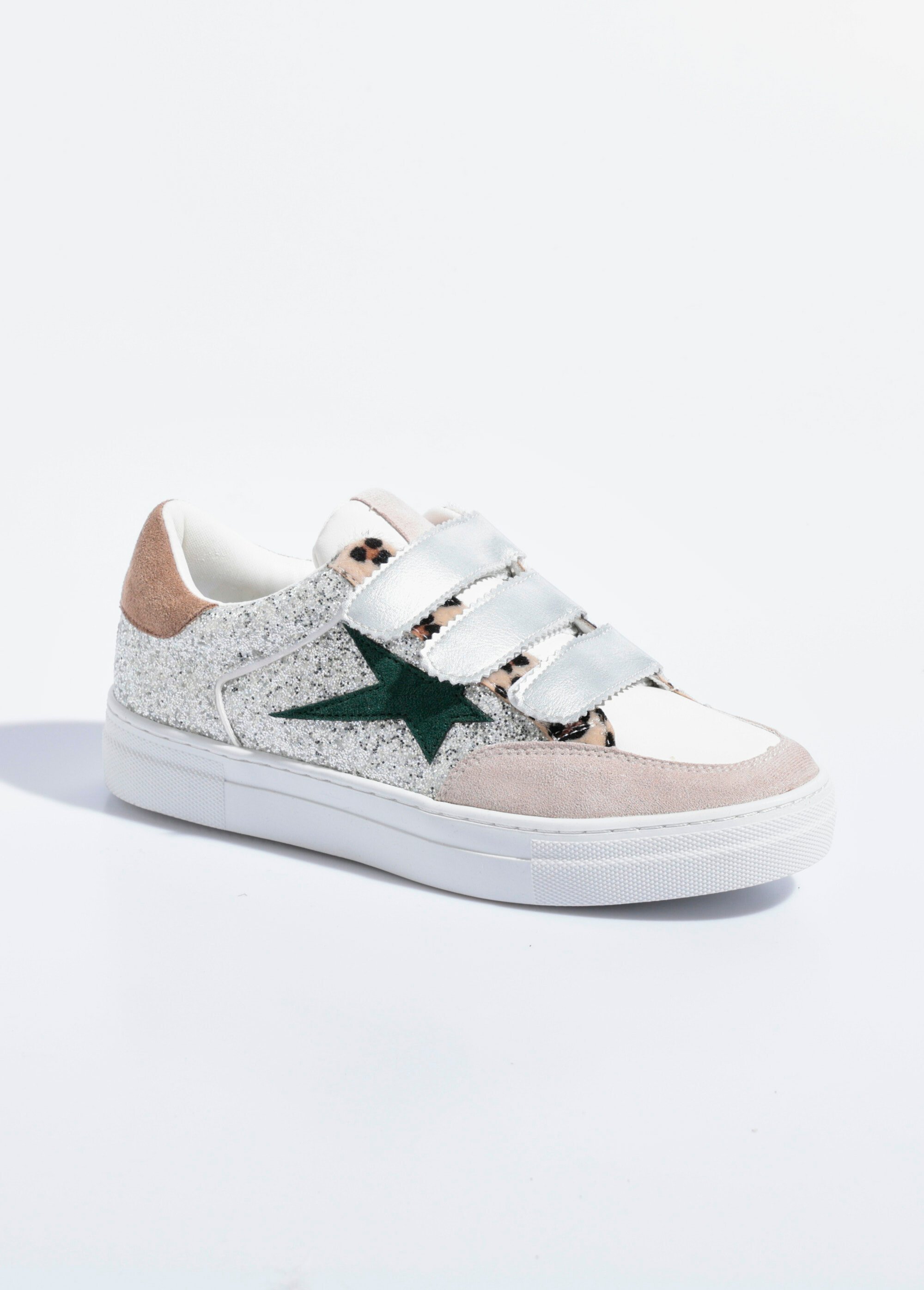 Baskets scratchées mode multi matières Femme Gris SEA9988 FA1