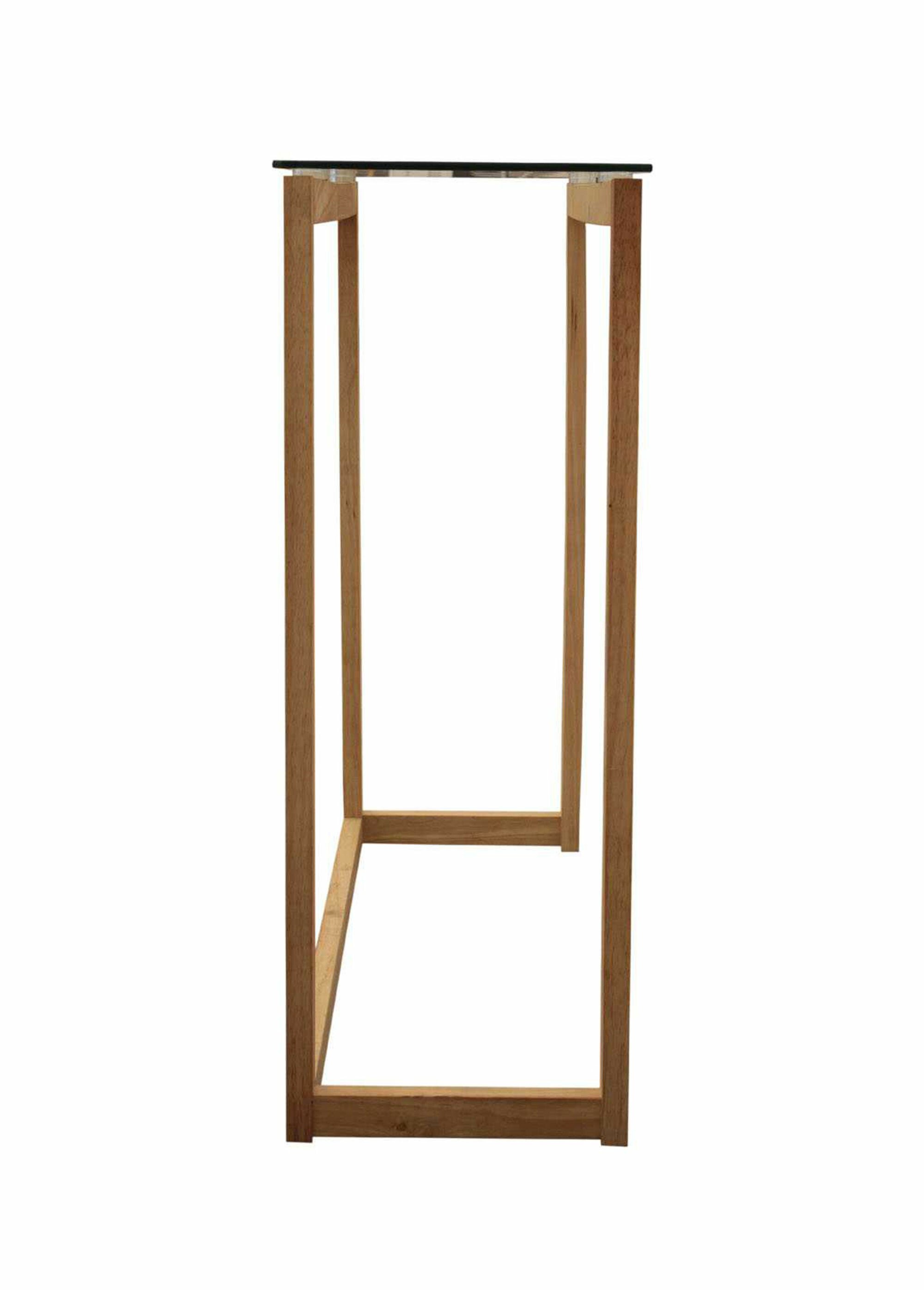 Console élégante verre, piètement bois TRANSPARENT ET MARRON CMP-HD3803 DE1