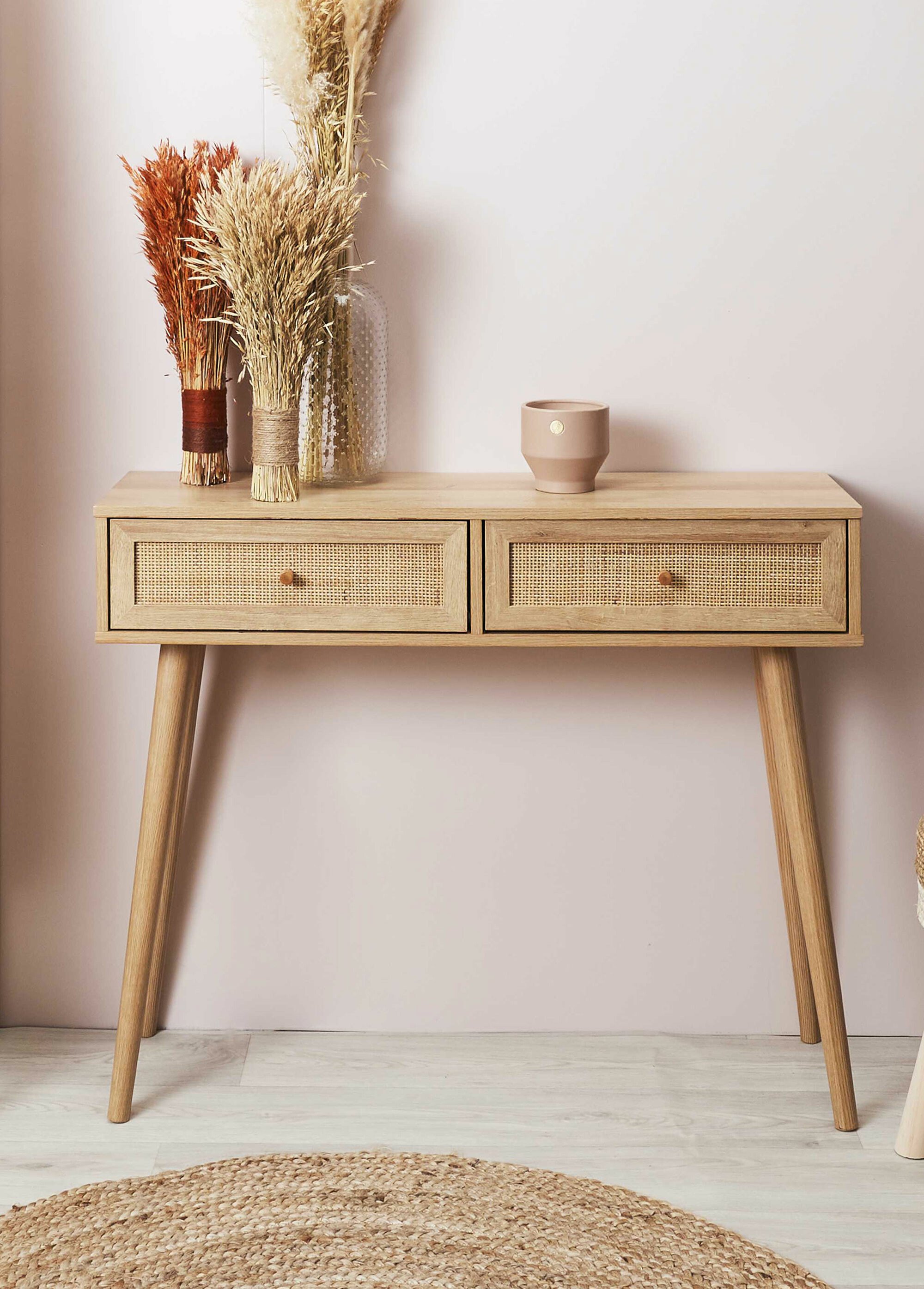 Console en bois et cannage BEIGE CMP-HD5132 SI1