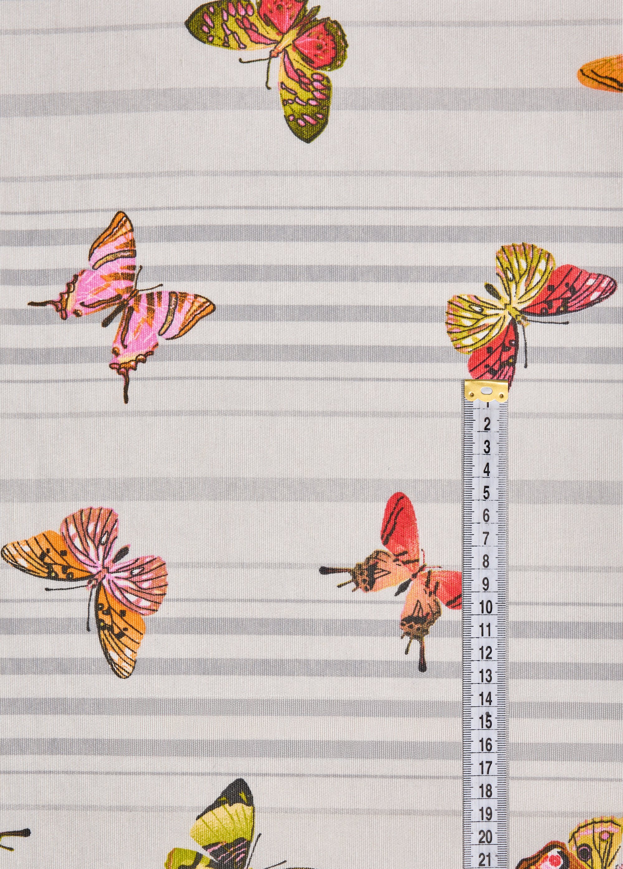 Coupon tissu ameublement rayé 3G IMPRIME PAPILLON COT146271-3 DE1