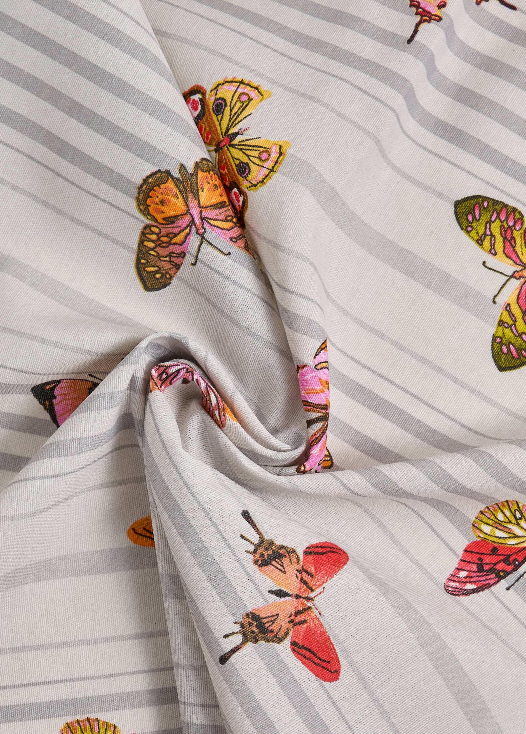 Coupon tissu ameublement rayé 3G IMPRIME PAPILLON COT146271-3 FA1