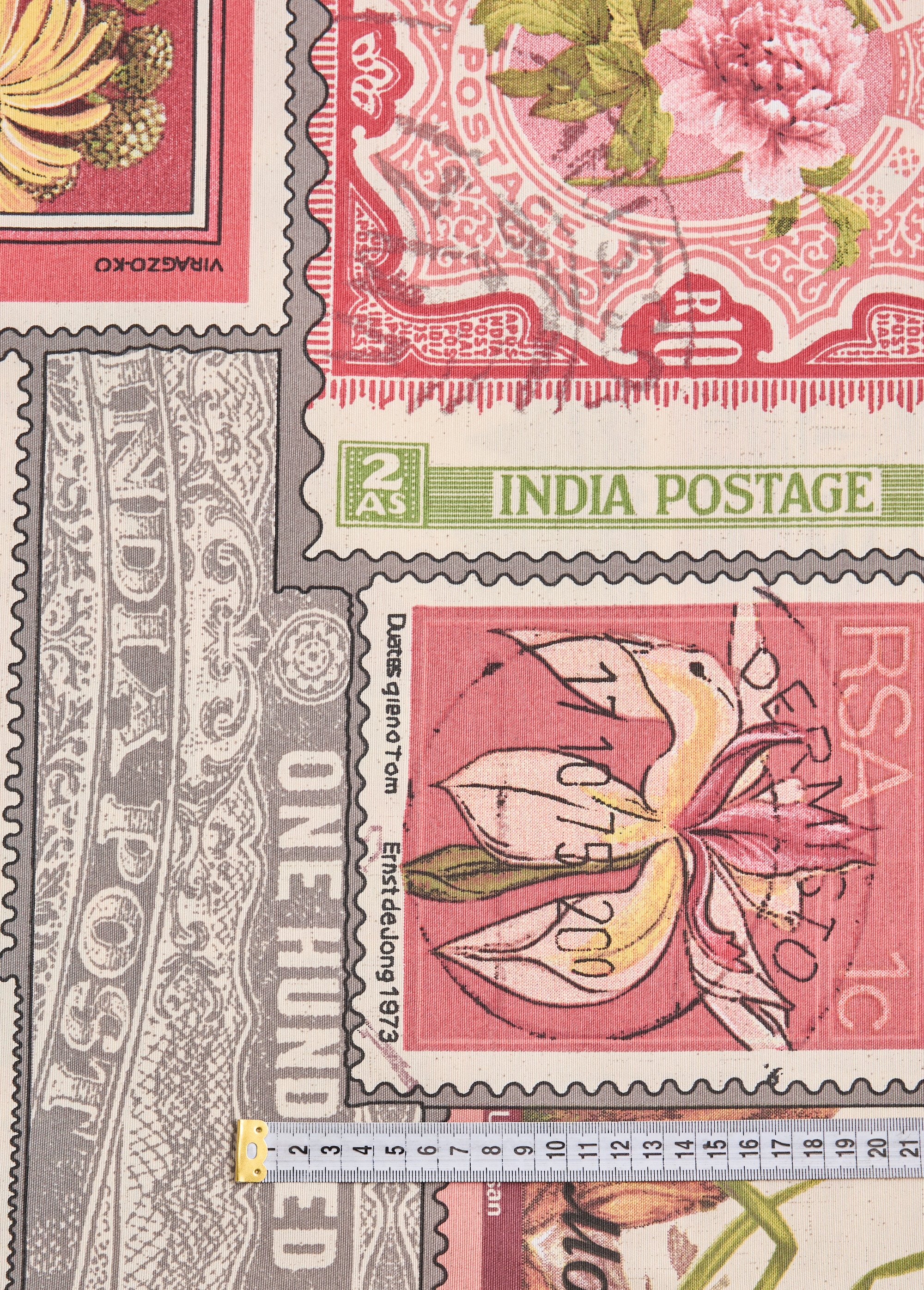 Coupon tissu inspiration voyage, Timbres ROSE COT146271-2 DE1