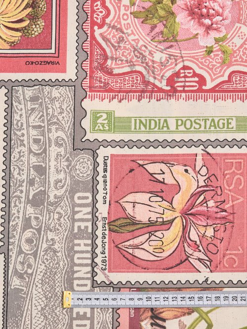 Coupon tissu inspiration voyage, Timbres ROSE COT146271-2 DE1