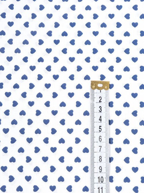 Coupon tissu motif cœurs B 3x1,5m BLEU COT73976 DE1