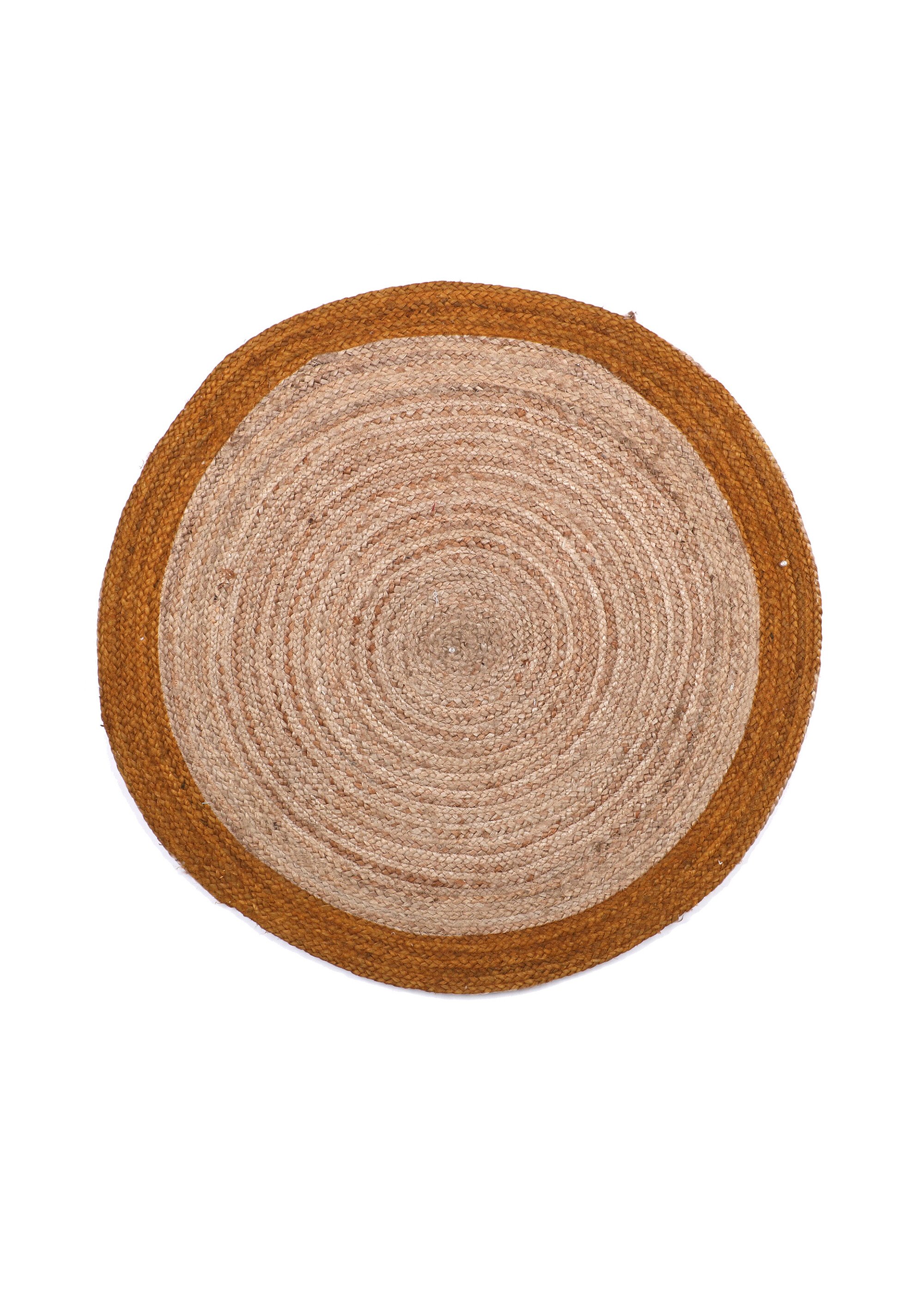 Tapis rond jute naturel bord couleur