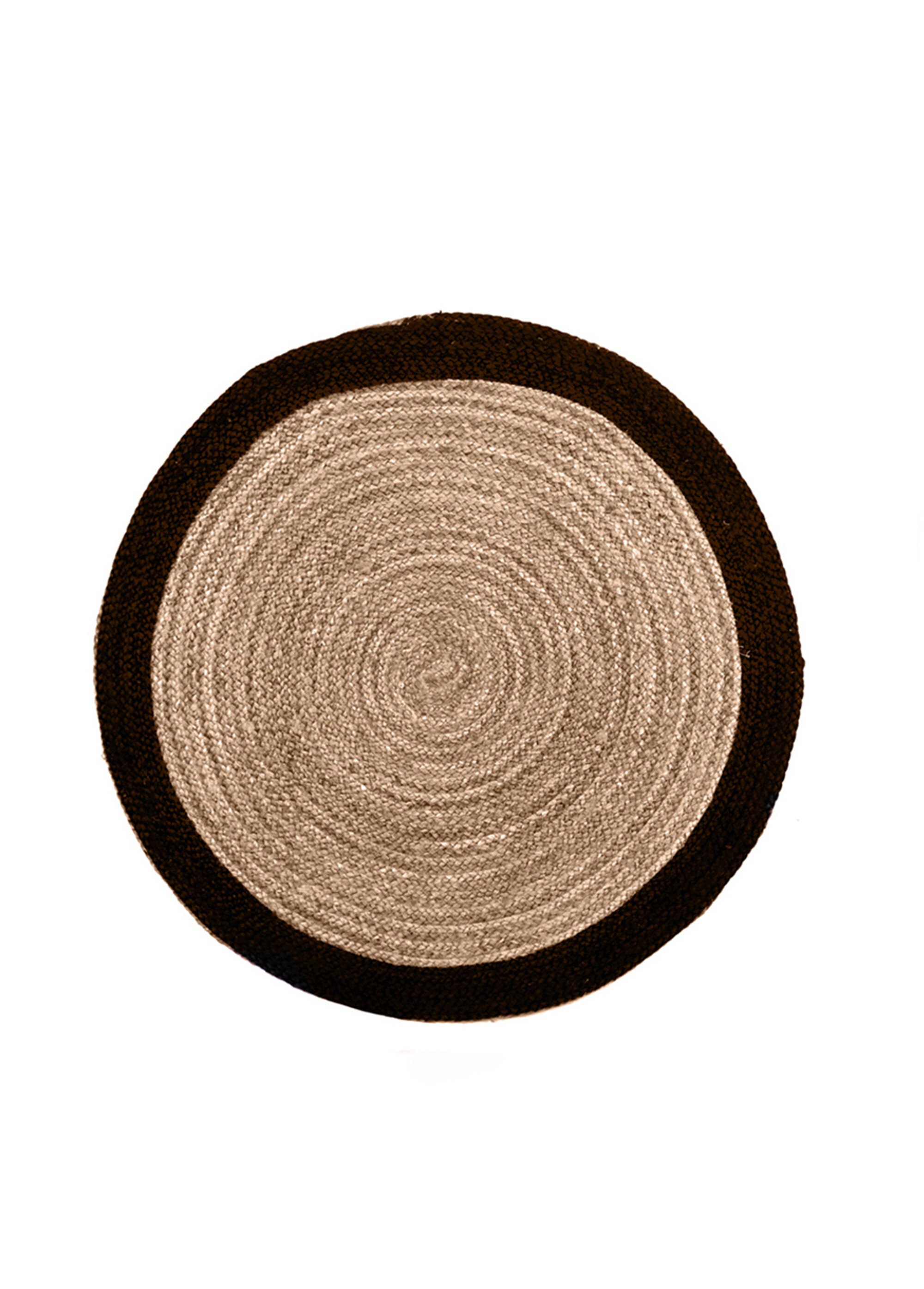 Tapis rond jute naturel bord couleur