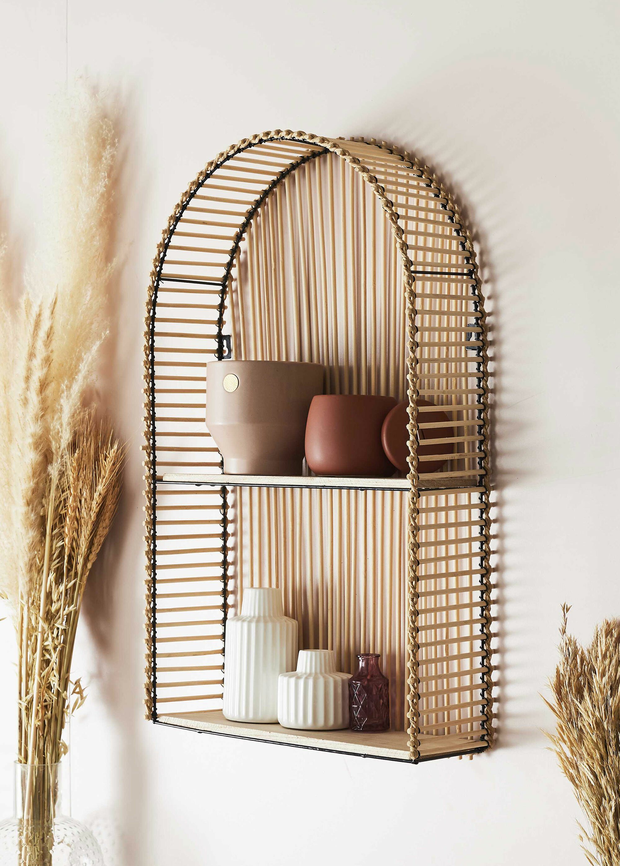 Etagère murale forme arche en rotin MARRON CMP-HD5188 SI2