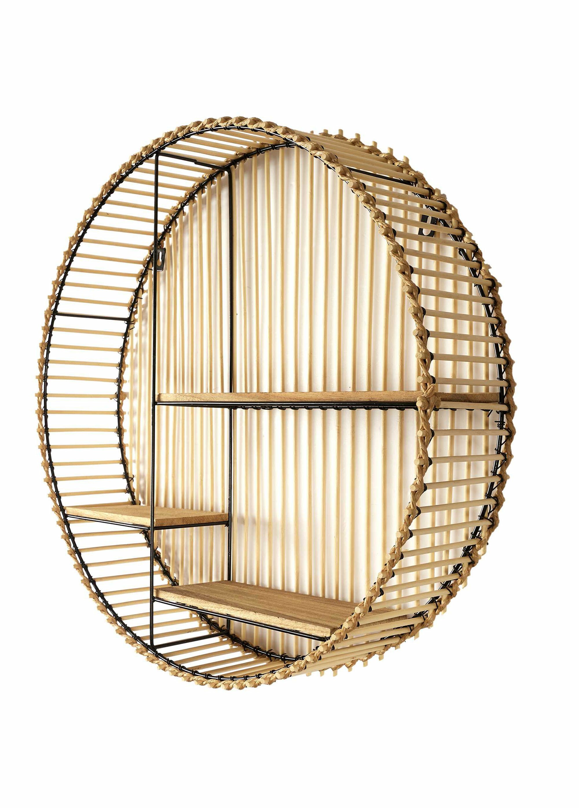 Etagère murale forme ronde en rotin MARRON CMP-HD5187 FA1