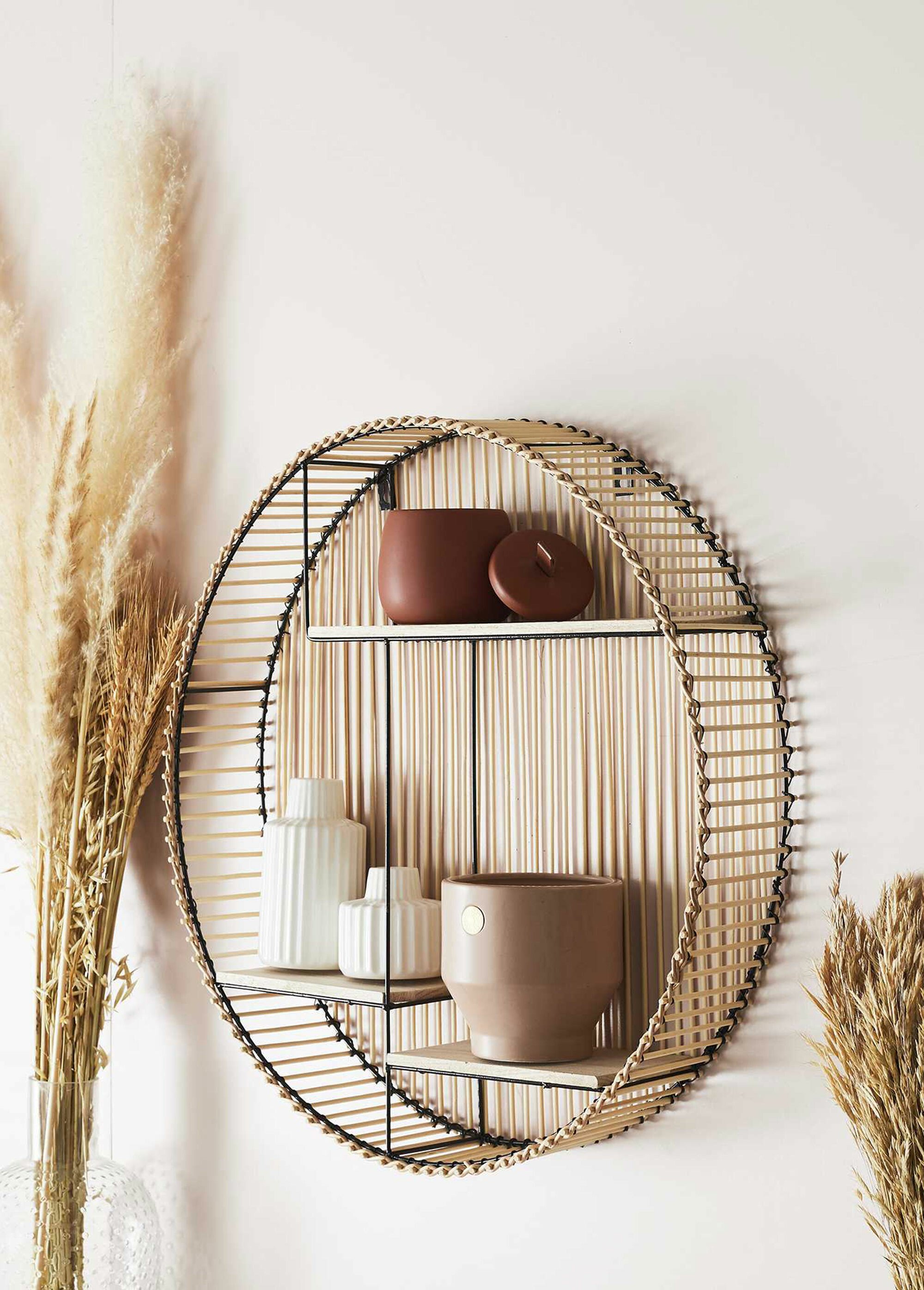 Etagère murale forme ronde en rotin MARRON CMP-HD5187 SI2