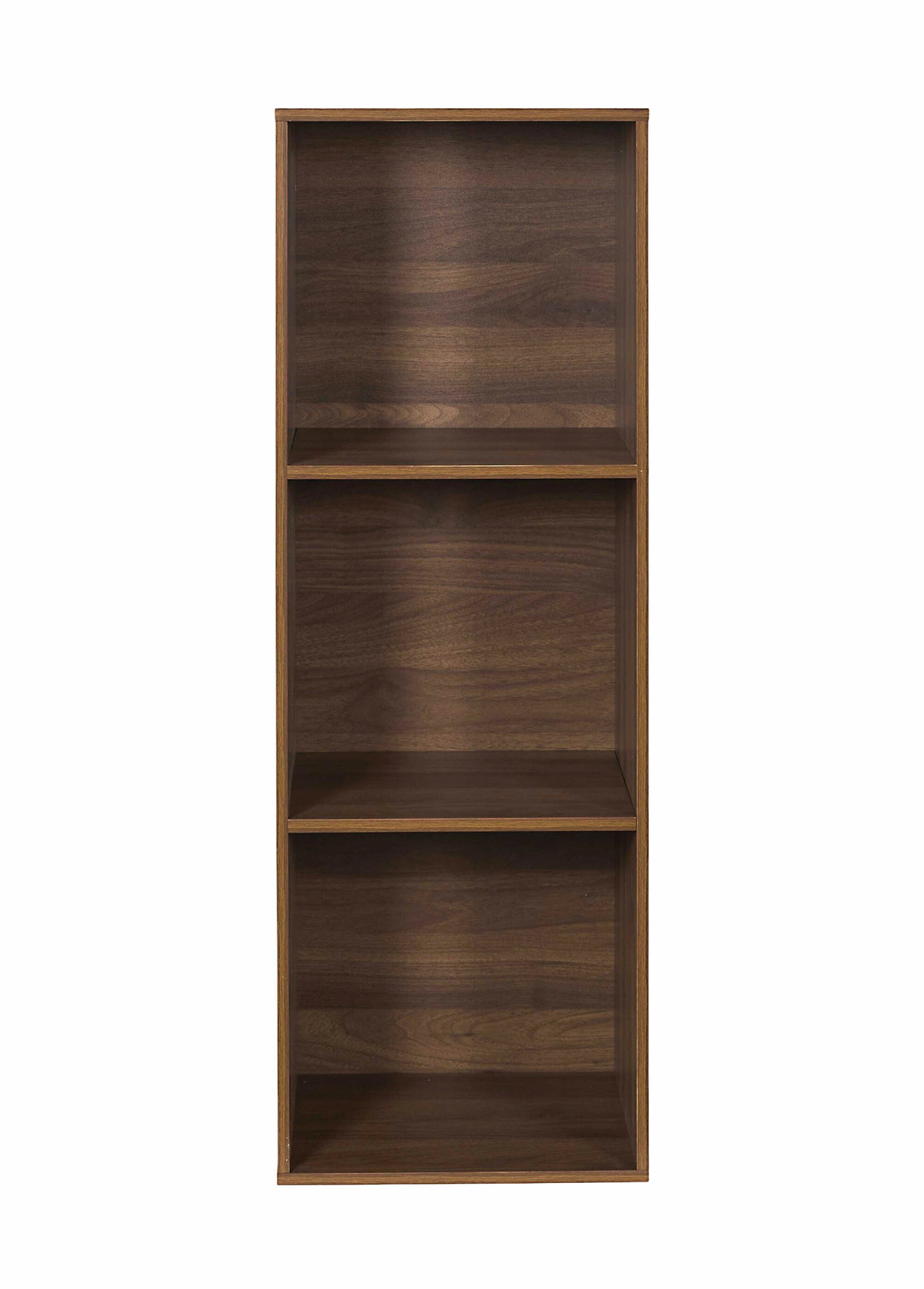 Meuble 3 cases en bois foncé rainuré