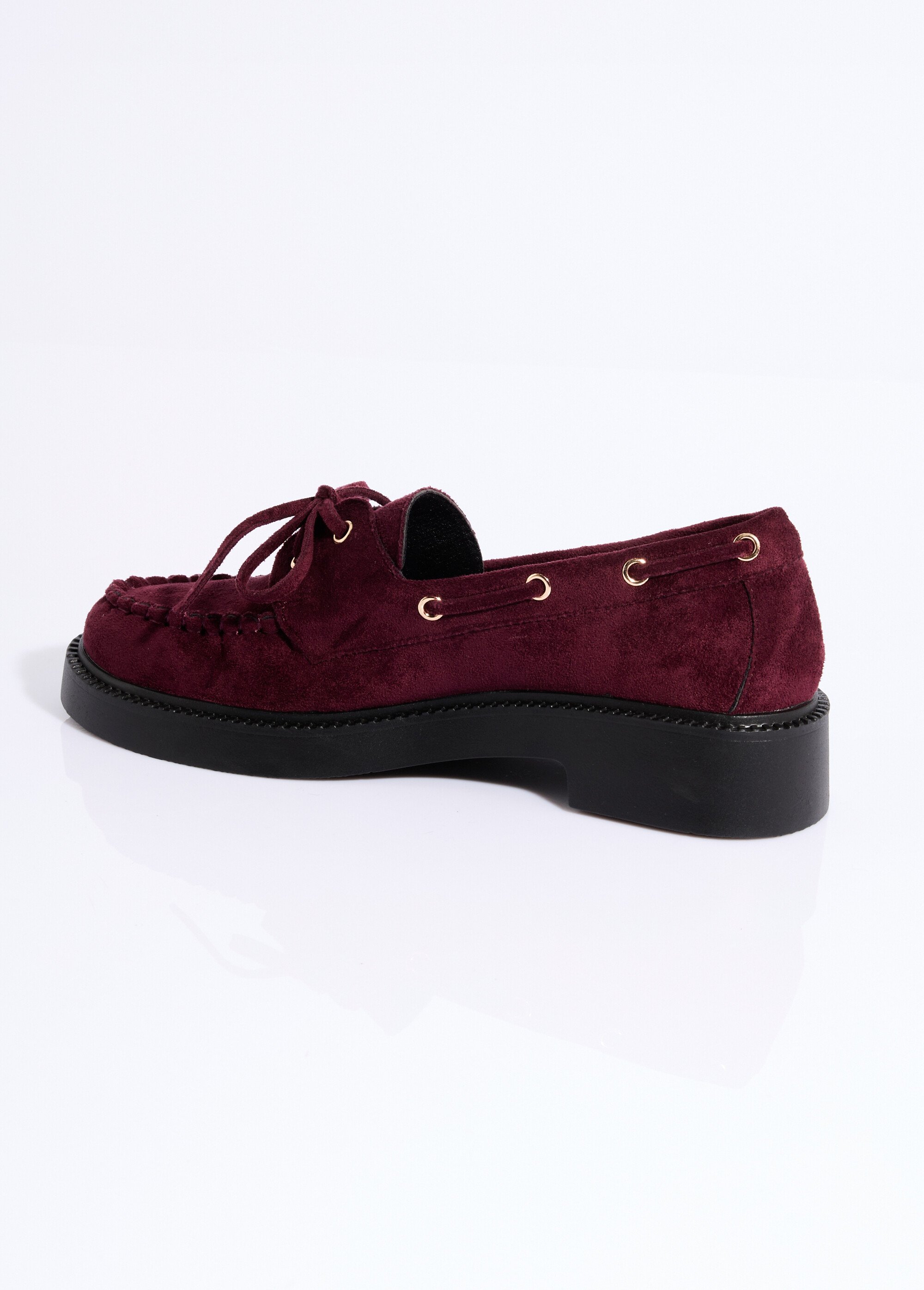 Mocassins en suédine avec oeillets métal Femme Rouge COVQG8-062 DO1
