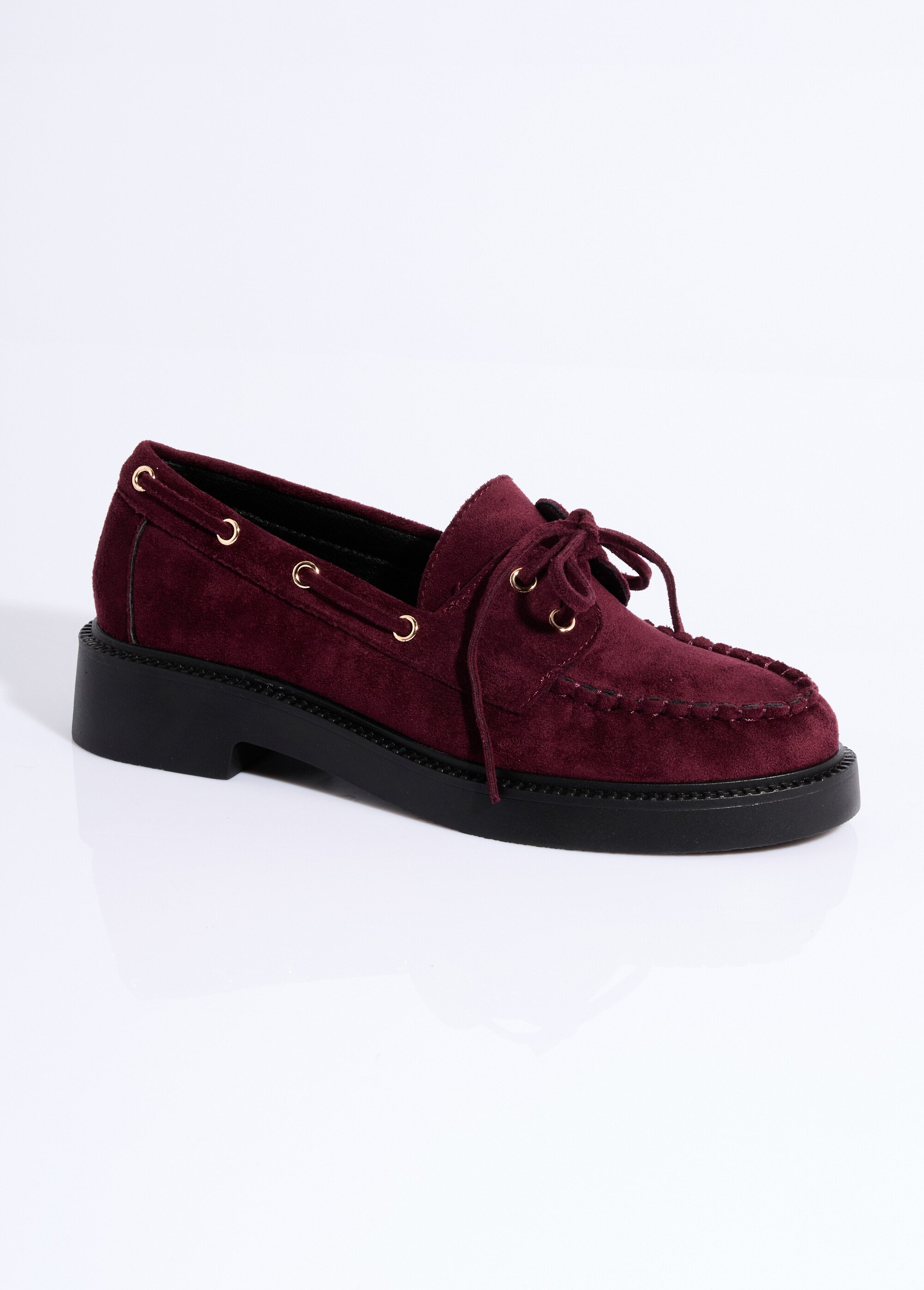 Mocassins en suédine avec oeillets métal Femme Rouge COVQG8-062 FA1