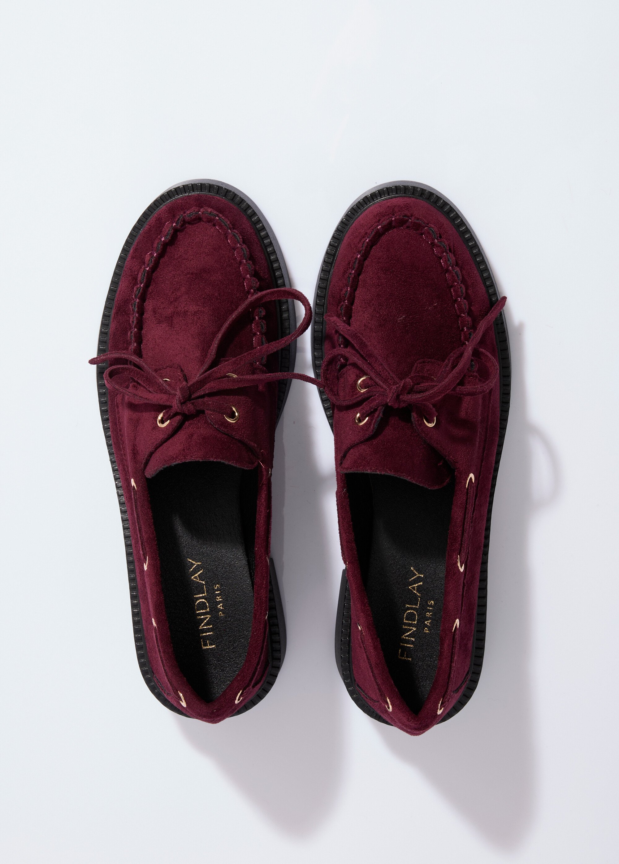 Mocassins en suédine avec oeillets métal Femme Rouge COVQG8-062 OV1