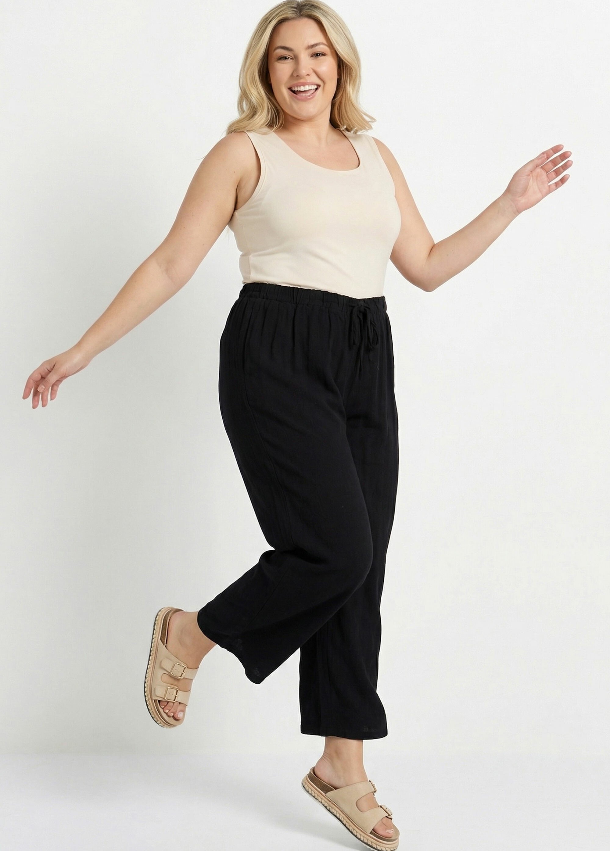Pantalon fluide avec lin, effet naturel