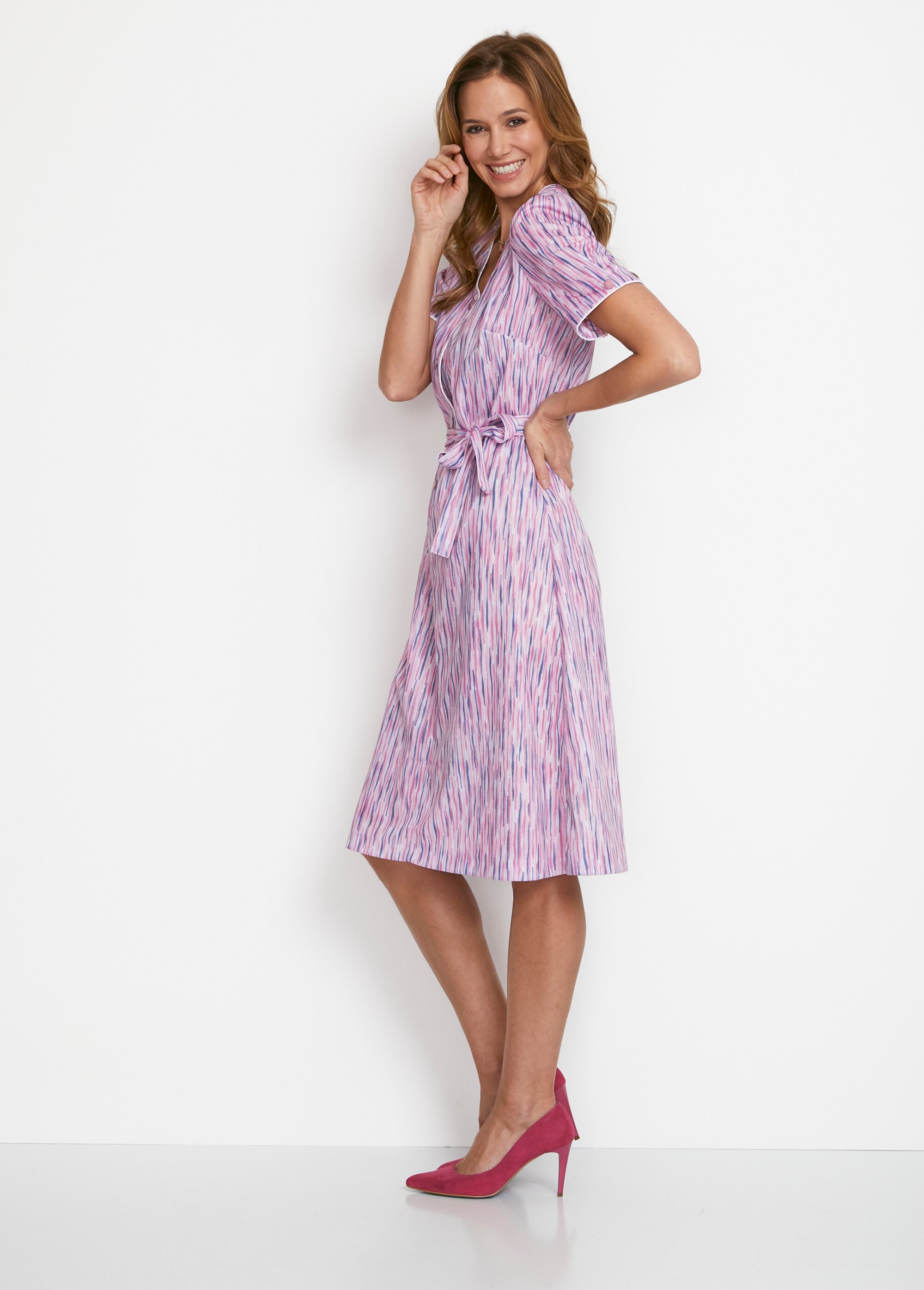 Robe longue imprimée manches courtes Femme Rose ERASMO DR1