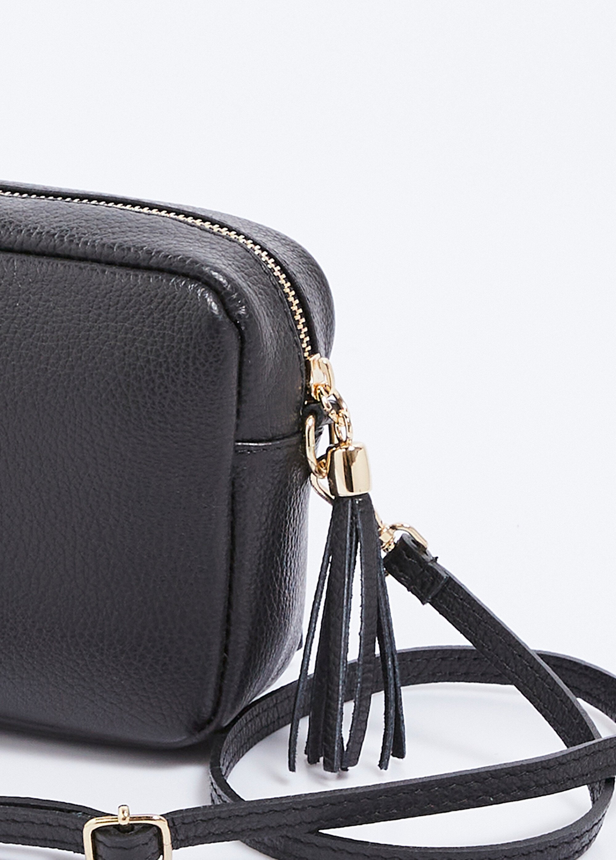 Sac bandoulière rectangulaire zippé cuir grainé